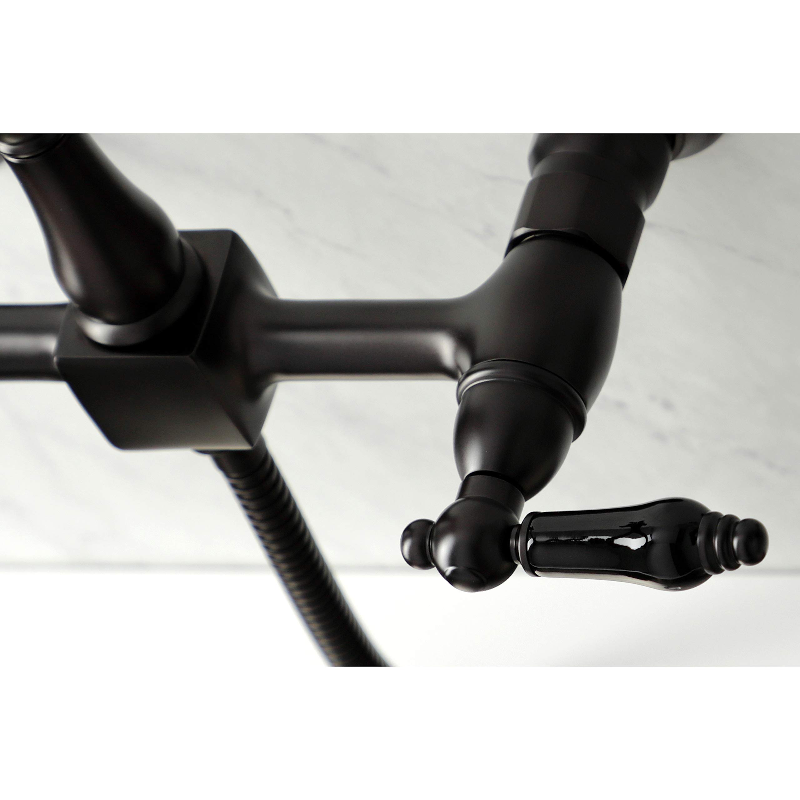 Kingston Brass KS1265PKLBS Duchess Bridge Kitchen Faucet in Oil Rubbed Bronze - Perfect for Farmhouse, Traditional & Vintage Style Kitchens