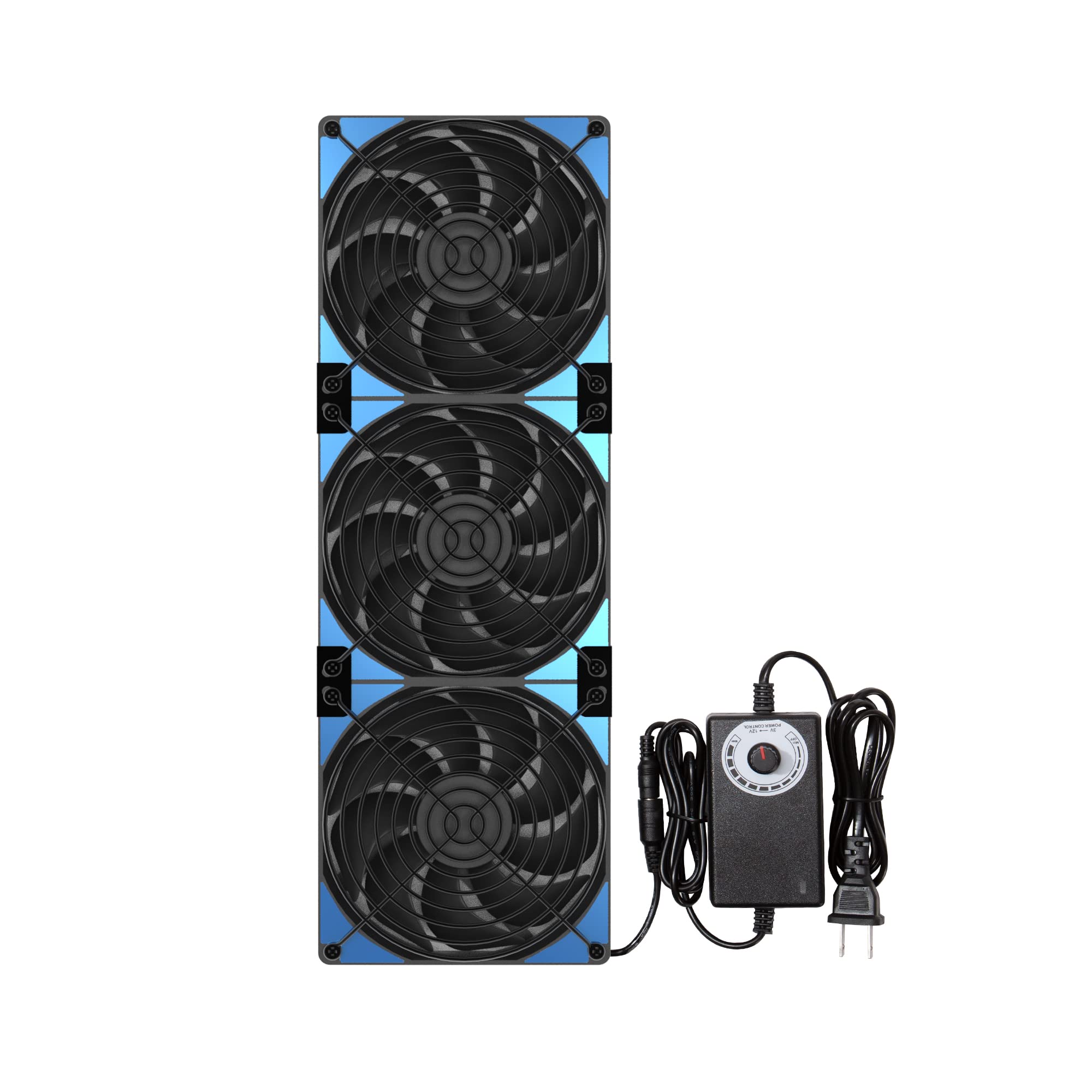 120mm x 3 360mm Adjustable PC Case Fans with 3-12V Speed Controller - Quiet Cooling for Computer, Server, Mining Rig, Chicken Coop, Cabinet & Window Ventilation | Improve Airflow & Reduce Heat