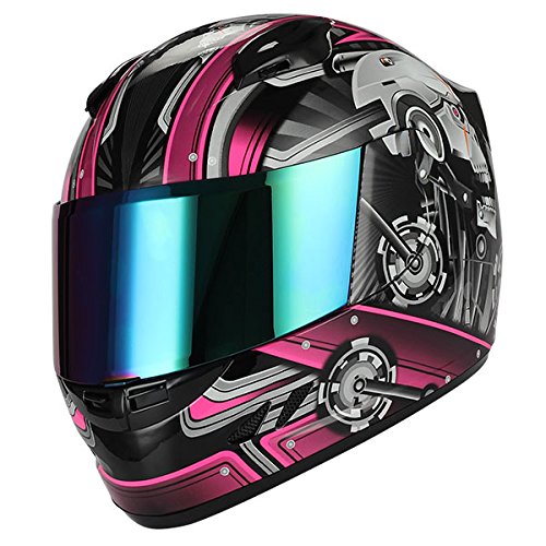 1Storm Motorcycle Full Face Helmet with Mechanic Skull Design - DOT Certified for Safety - Lightweight & Comfortable for Long Rides - Perfect for Street Bikes, Cruisers & Touring - HJDJ11 Model