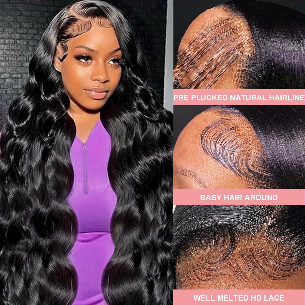 28 Inch Body Wave Lace Front Wig Human Hair - Long 13x4 HD Glueless Wigs for Women | Pre Plucked & Pre Cut | Perfect for Daily Wear, Parties & Cosplay