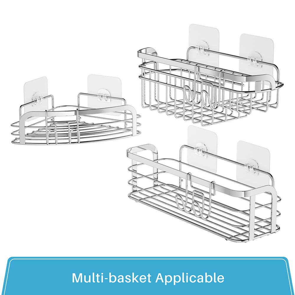 LUXEAR 6 Pack Reusable Transparent Adhesive Sticker for Shower Caddy, Bathroom Shelf, Kitchen Sink Caddy, Soap Dish Holder - No Glue, Easy to Clean, Perfect for Home & Office Organization