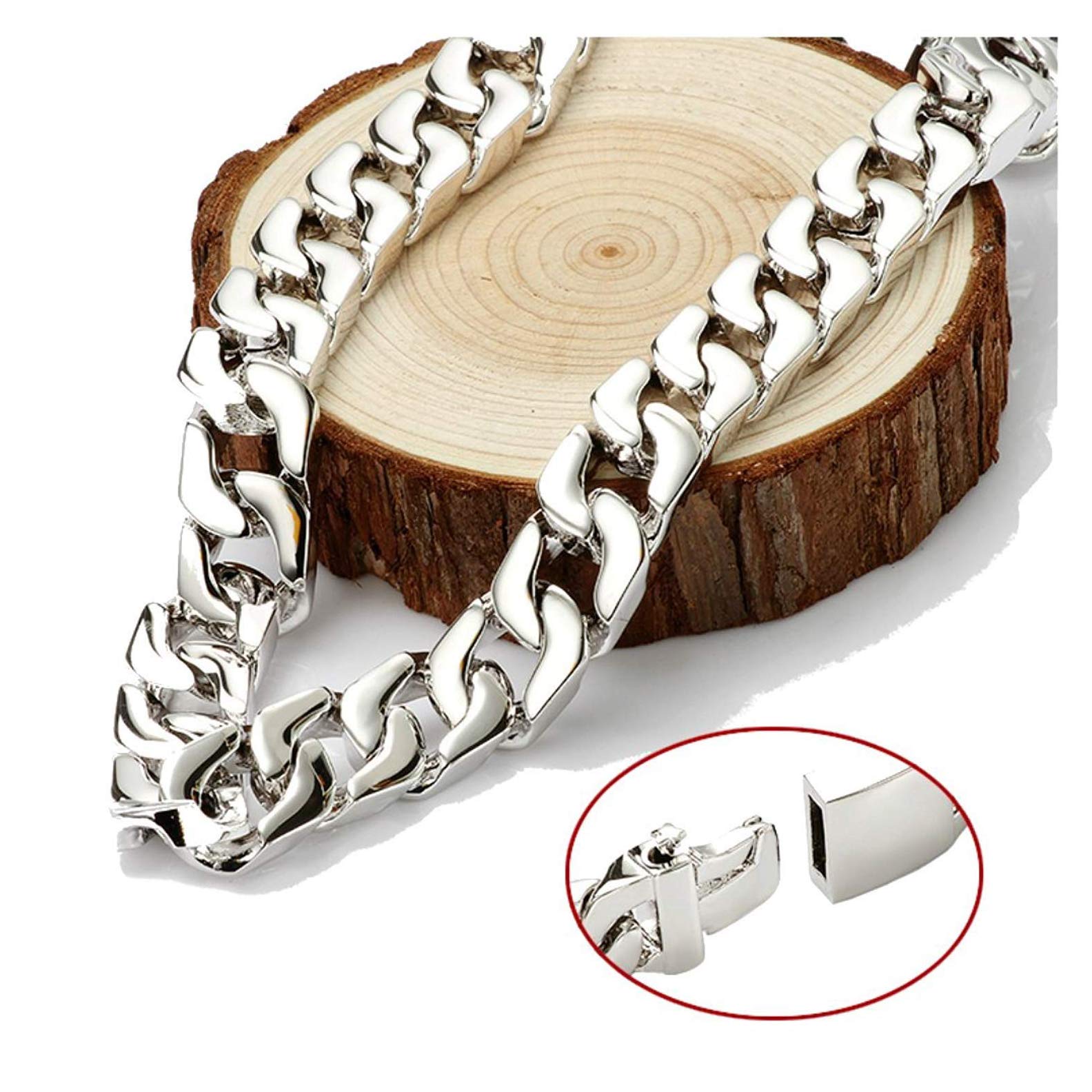 14K White Gold Cuban Link Chain Necklace for Men - 14MM Diamond Cut Solid Thick Clasp - US Made Luxury Jewelry - Perfect for Gifts, Weddings & Special Occasions