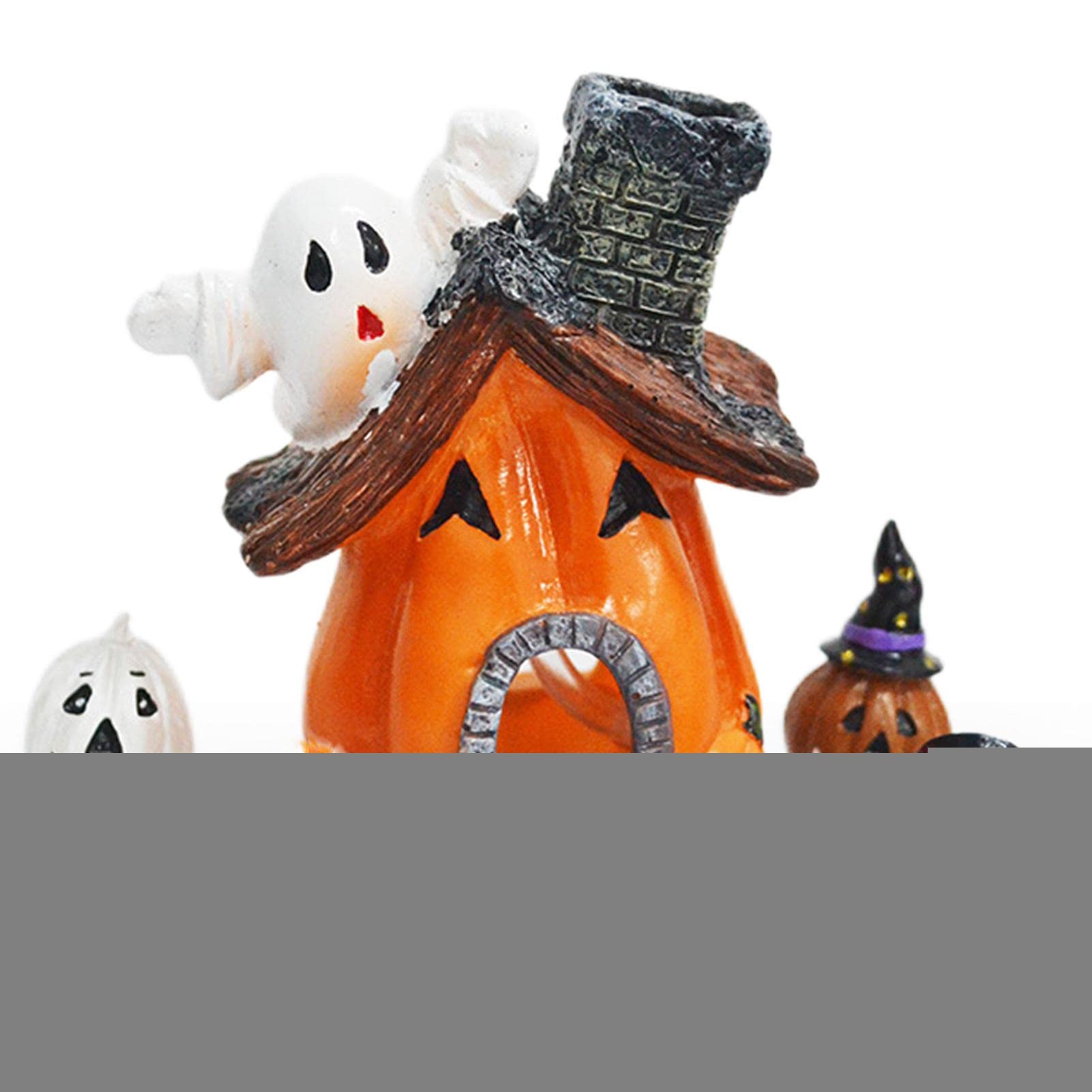 5 Pcs Halloween Aquarium Decorations - Resin Ghost Pumpkin House Figurines for Fish Tank, Fairy Garden & Miniature Displays - Spooky Underwater & Home Decor for Halloween Parties
