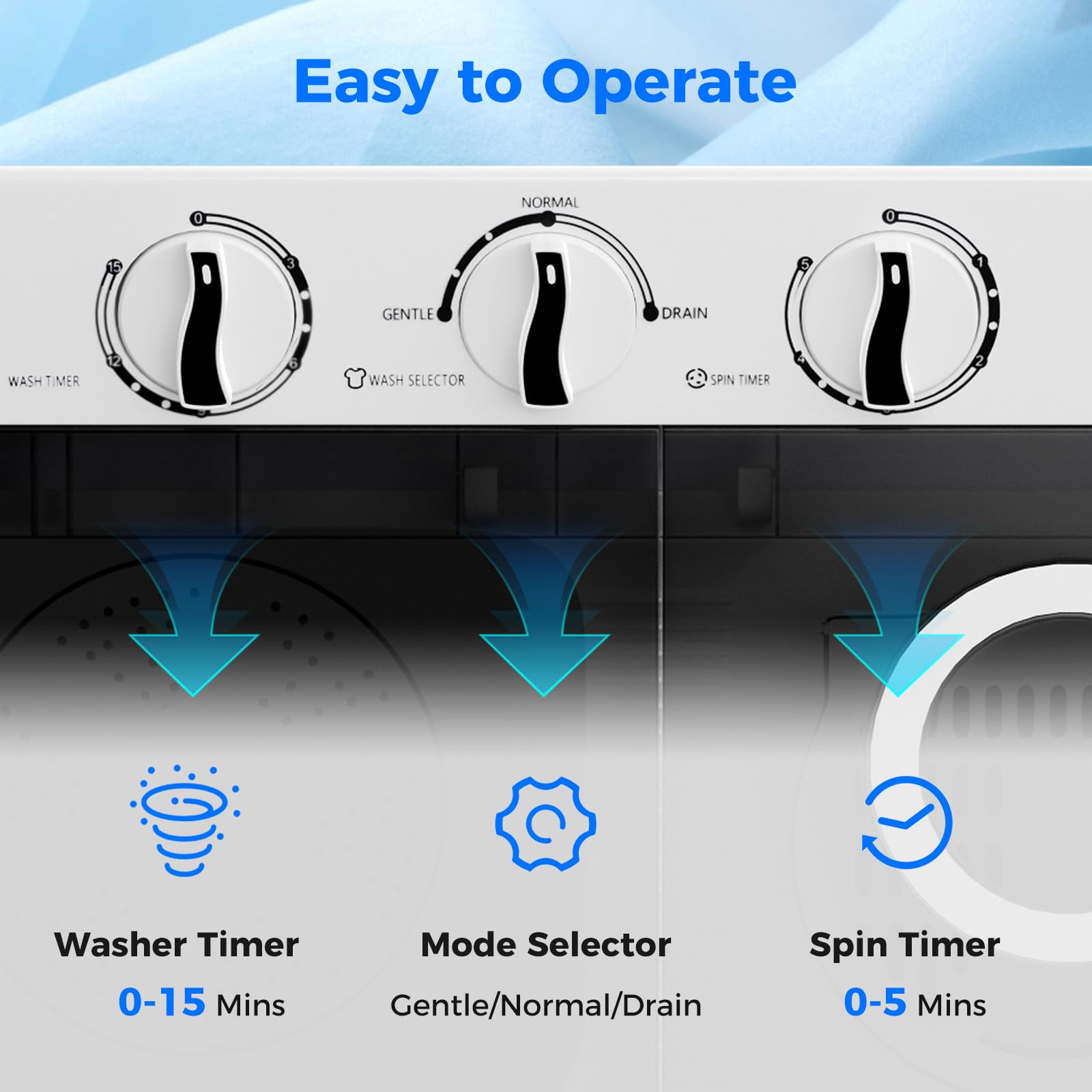 Giantex Portable Washing Machine 17.6lbs - Compact Twin Tub Washer & Spinner Combo with Pump Drain, 11lbs Wash & 6.6lbs Spin - Perfect for Apartments, RVs, Dorms, College Students - White & Black - Ideal for Small Space Laundry, Travel & Camping Use