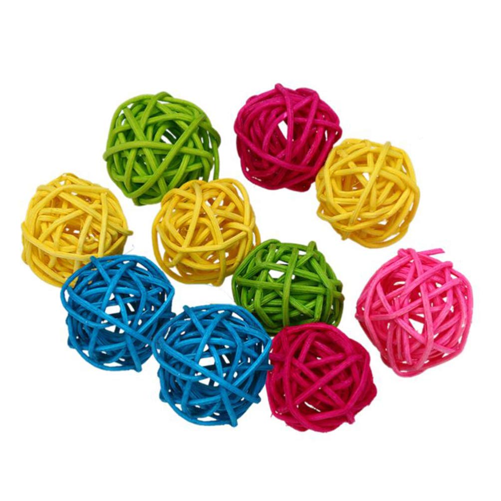 Balacoo 20-Piece Natural Rattan Wicker Ball Chew Toys for Parrots & Small Pets - Christmas Tree Ornaments & Bird Enrichment Toys - Safe Chewing for Parakeets, Hamsters, and Rodents - Perfect for Cage Decor & Playtime Stimulation