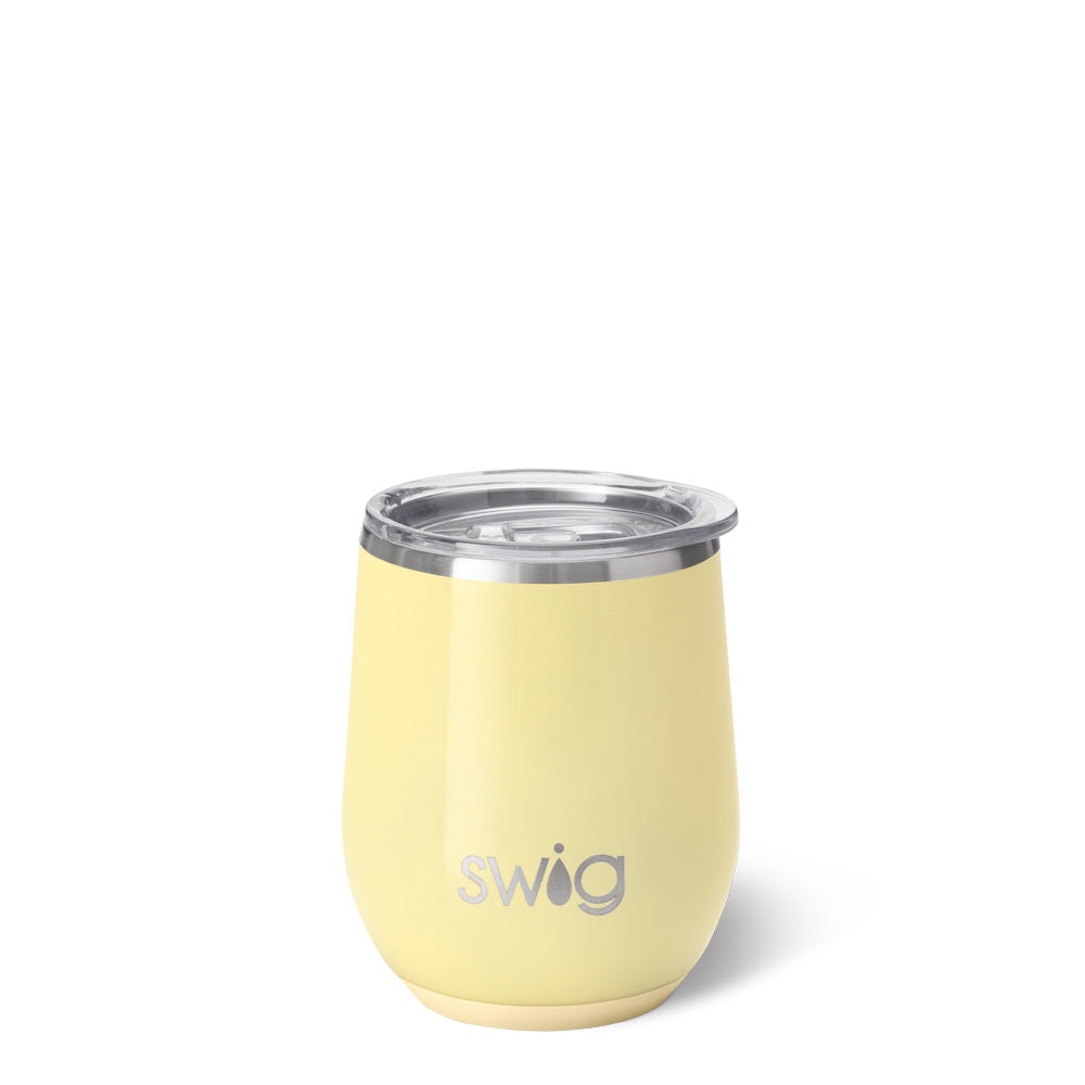 Shimmer Buttercup Stemless Wine Glass 12oz - Elegant & Durable for Parties, Weddings, and Home Decor