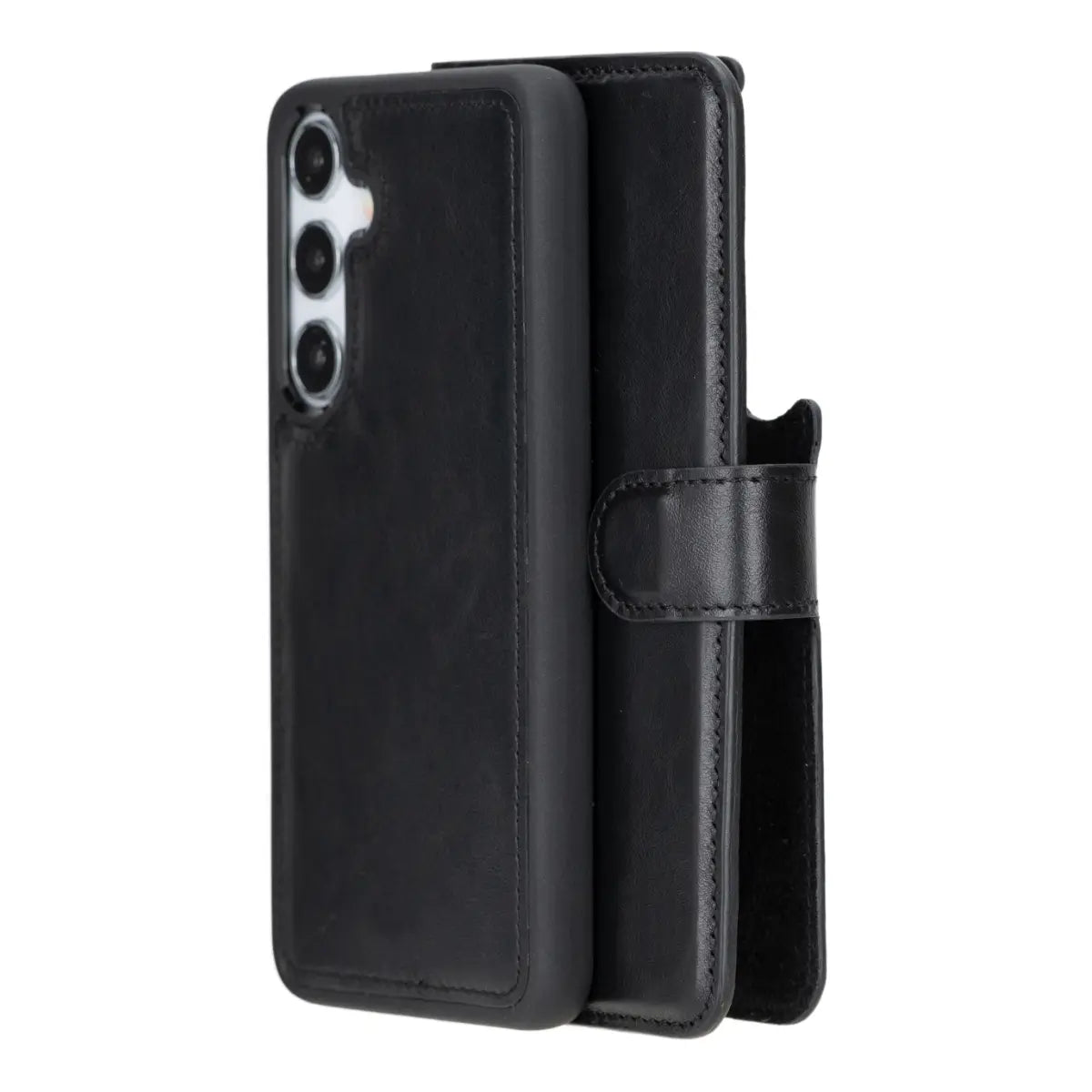 Premium Black Magnetic Leather Wallet Case for Samsung Galaxy S25 Plus - Slim Protective Cover with Card Slots for Credit Cards & ID - Perfect for Everyday Use, Travel & Business