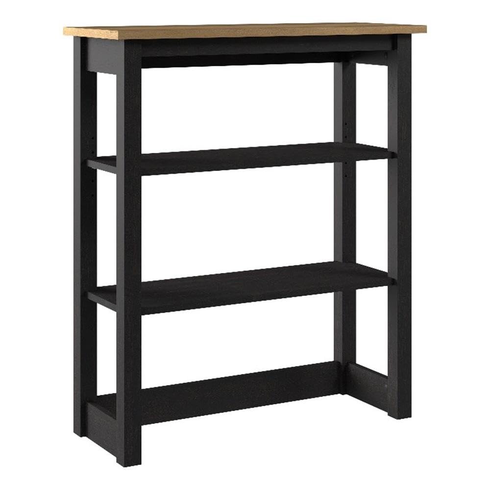 Bush Furniture Mayfield Tall Hutch Organizer - Vintage Black & Reclaimed Pine Home Office Storage Cabinet with Shelves | Perfect for Organizing Files, Books, and Office Supplies in Workspace