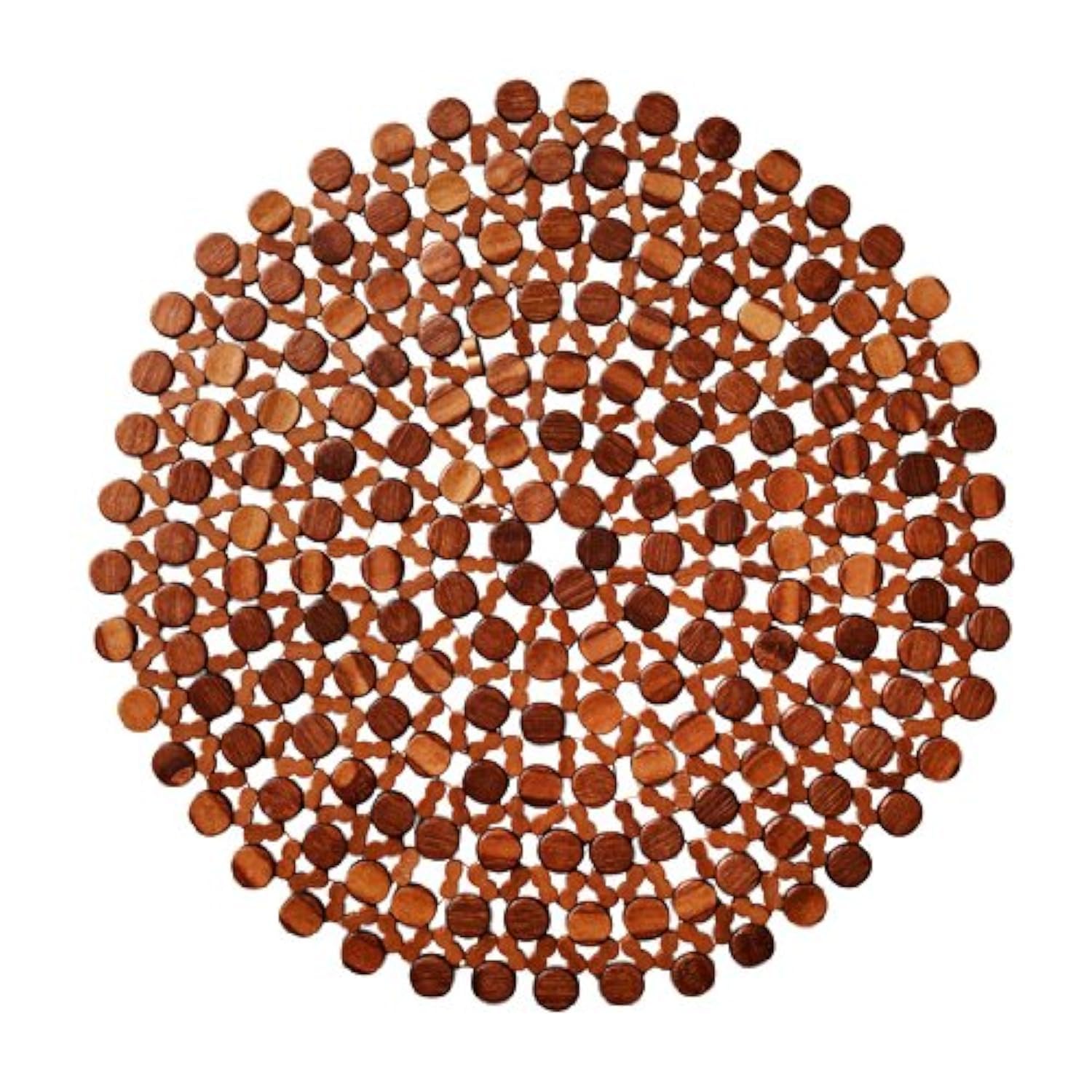 Kim Seybert Round Bamboo Placemats Set of 4 - Natural Brown Eco-Friendly Table Mats for Dining, Kitchen, or Party Decor