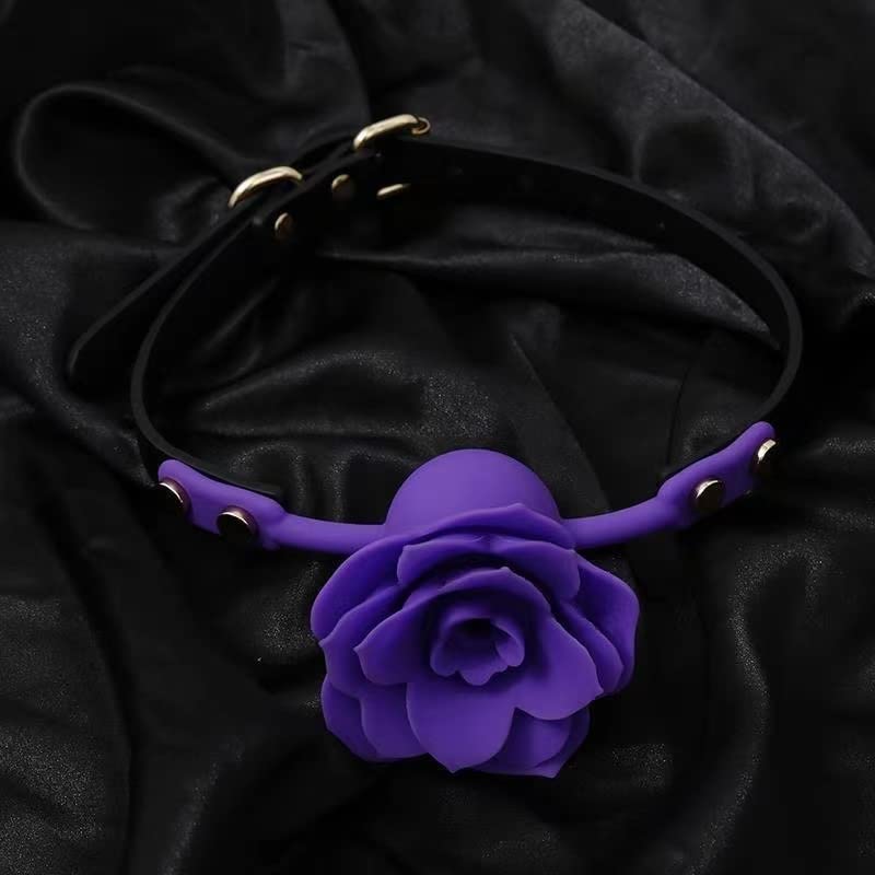 Breathable Rose Ball Gag - BDSM Bondage Gag & Muzzle for Women, Adult Fetish Sex Toys for Couples Role Play, Cosplay, and Sensual Games - Perfect for Spicing Up Your Bedroom or BDSM Scenes (Black)