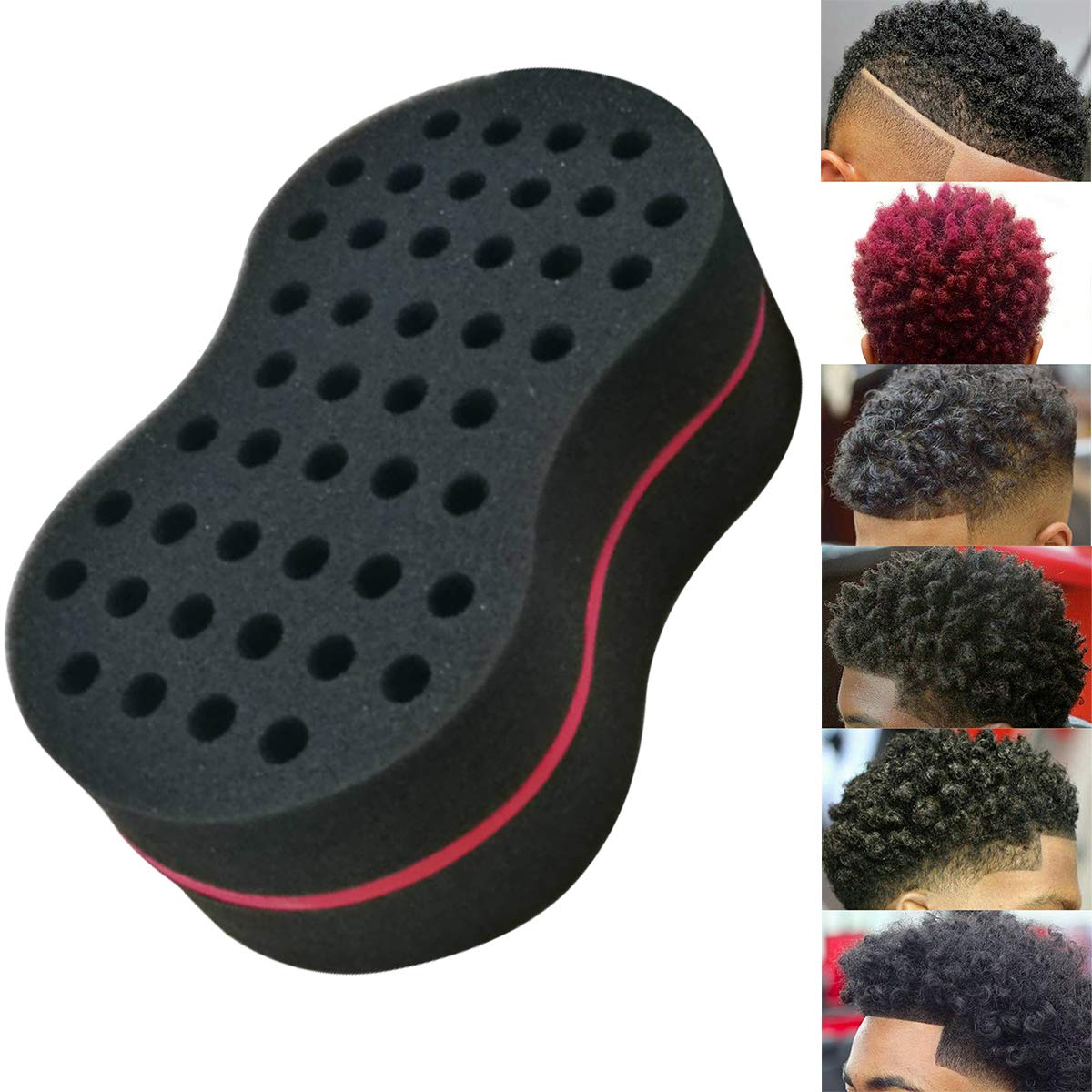 Ruiqas Double-Sided Hair Sponge Brush for Afro Curls & Waves - Small Hole Design for Twist & Coil Styling - Perfect for Men's & Women's Natural Hair Care & Daily Styling