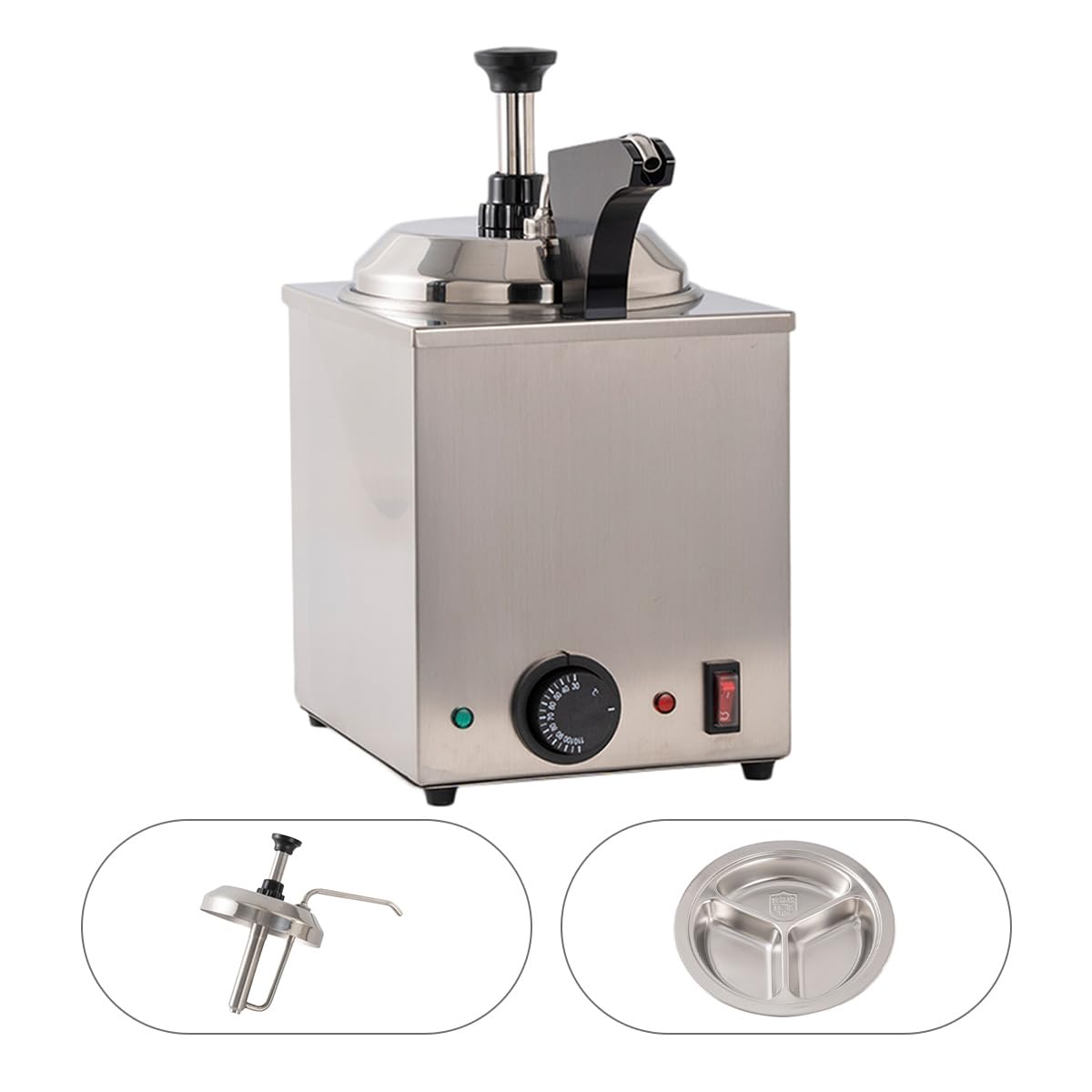 650W Stainless Steel Nacho Cheese Warmer & Dispenser - Commercial Grade Electric Cheese Melter for Restaurants, Cinemas, Game Day Snacks & Party Food Stations - Perfect for Nachos, Pretzels & Hot Dogs