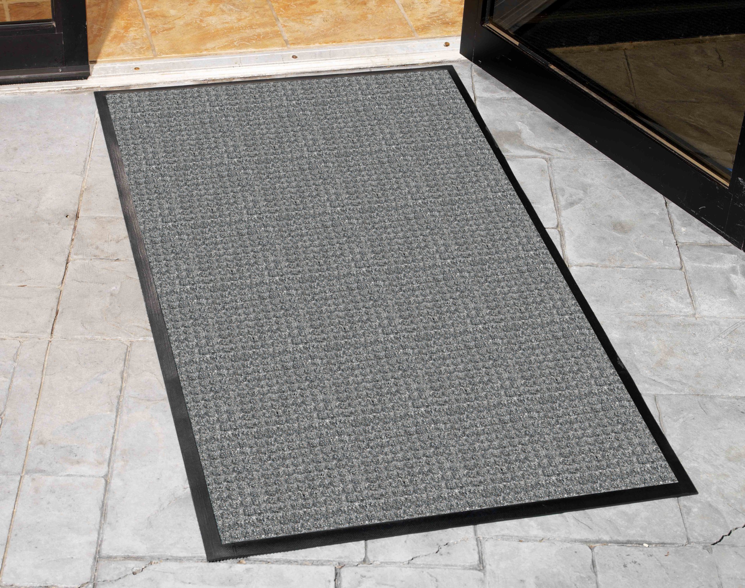 Guardian WaterGuard Indoor/Outdoor Wiper Scraper Floor Mat - Heavy Duty Rubber & Nylon Construction - 4'x10' Grey - Perfect for Entryways, Garages & Mudrooms - Water & Dirt Trapping Mat for Home & Commercial Use