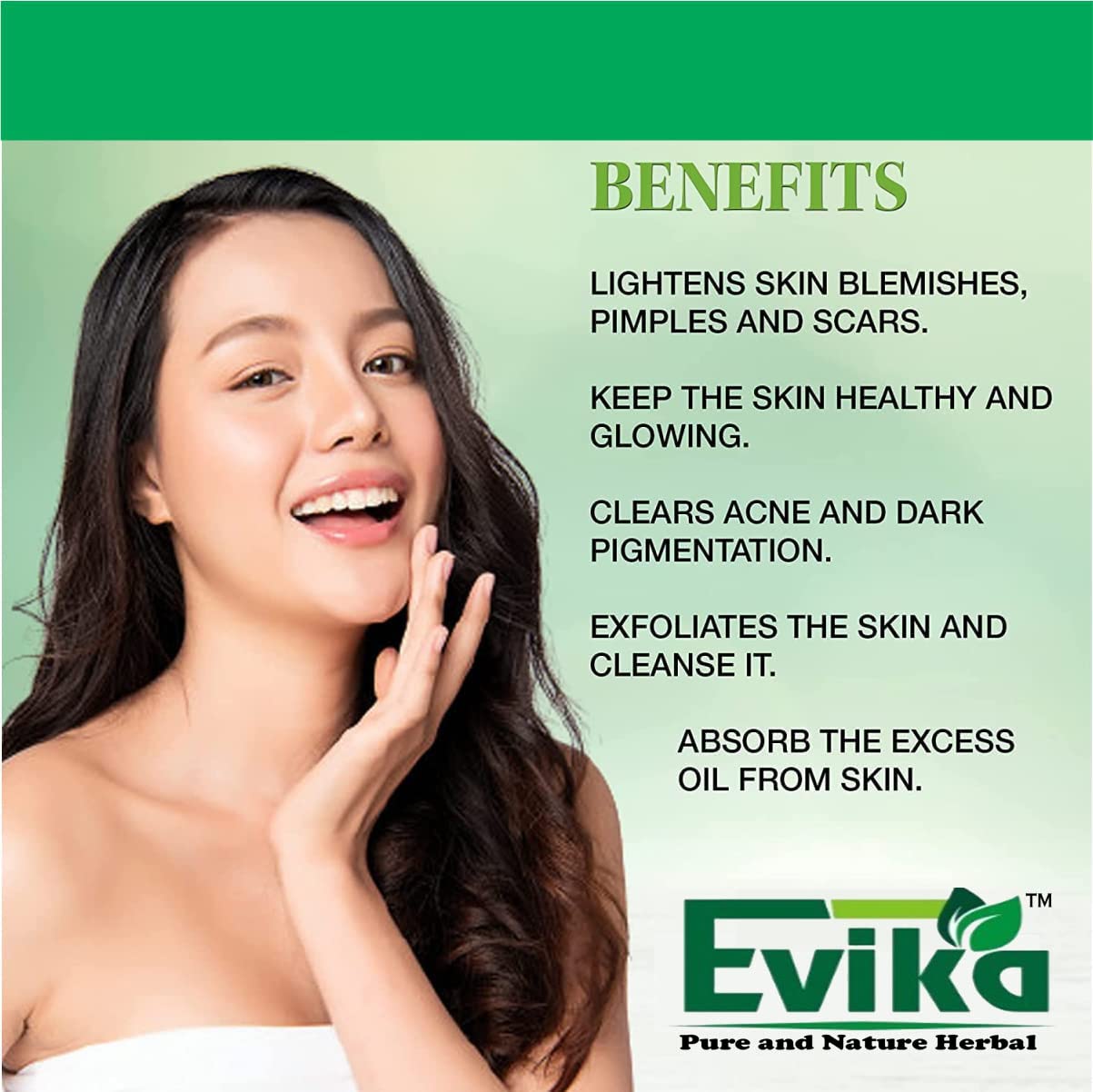 Evika Pure Neem Leaves Powder - 100% Natural Anti-Acne Face Mask & Hair Pack for Clear Skin | Fights Pimples, Dandruff & Promotes Hair Growth | Perfect for Daily Skincare & Hair Care Routine