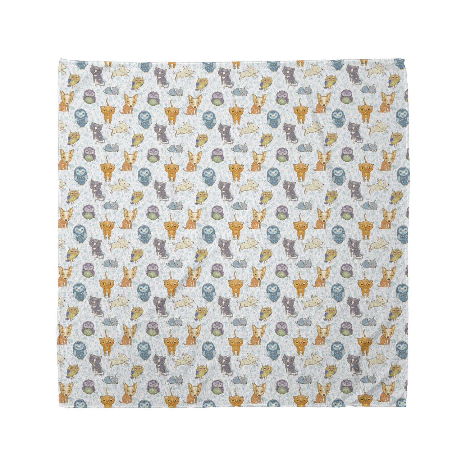 Ambesonne Cartoon Bandana - Cute Kitten and Puppy Animal Print, Unisex Head Wrap & Neck Scarf for Men and Women - Perfect for Outdoor Activities, Music Festivals, and Pet Lovers