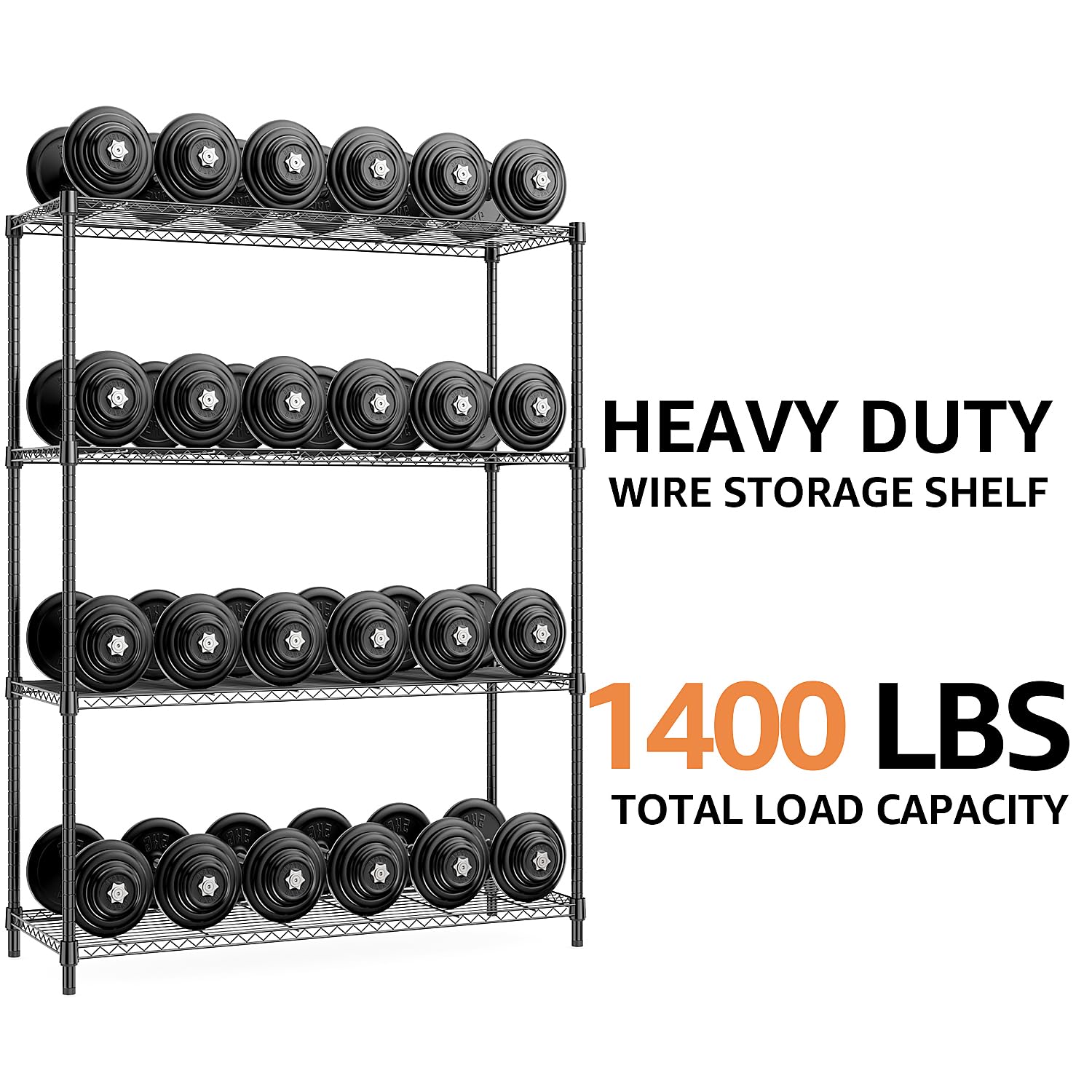 MZG 4-Tier Heavy Duty Metal Wire Shelving Unit - 1400 lbs Capacity, 15.8