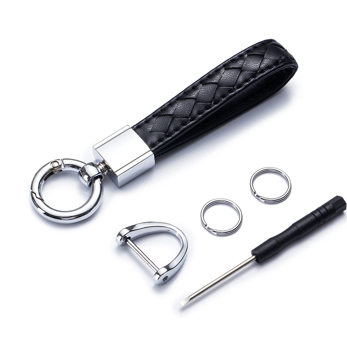 Universal PU Leather Car Keychain for Men & Women - Durable Metal Key Ring Accessory - Perfect for Car Keys, House Keys & Gift Giving
