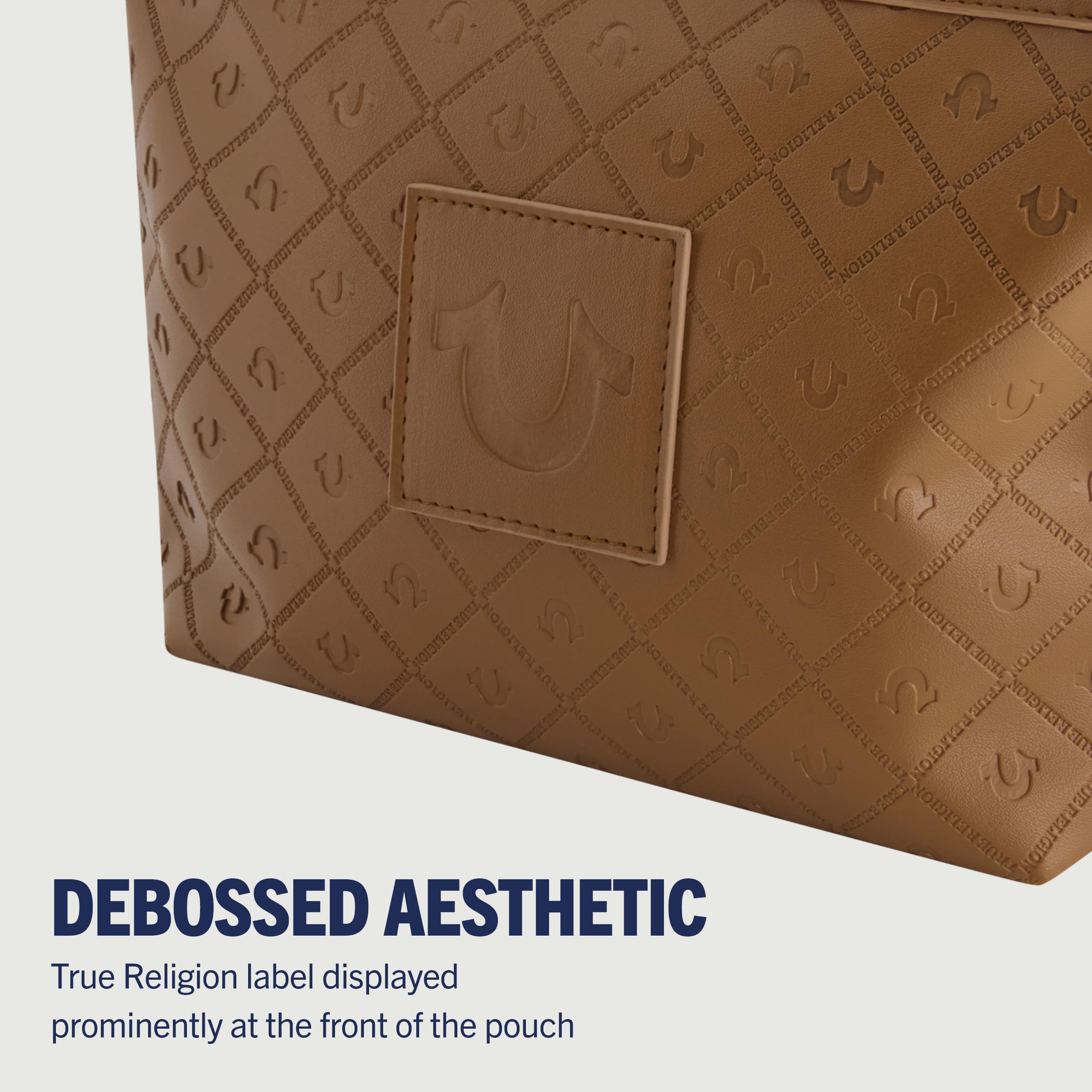True Religion Women's Makeup Bag - Small Travel Cosmetic Case with Zipper Pouch Organizer for Toiletries, Jewelry & Accessories | Perfect for Travel, Gym & Daily Use