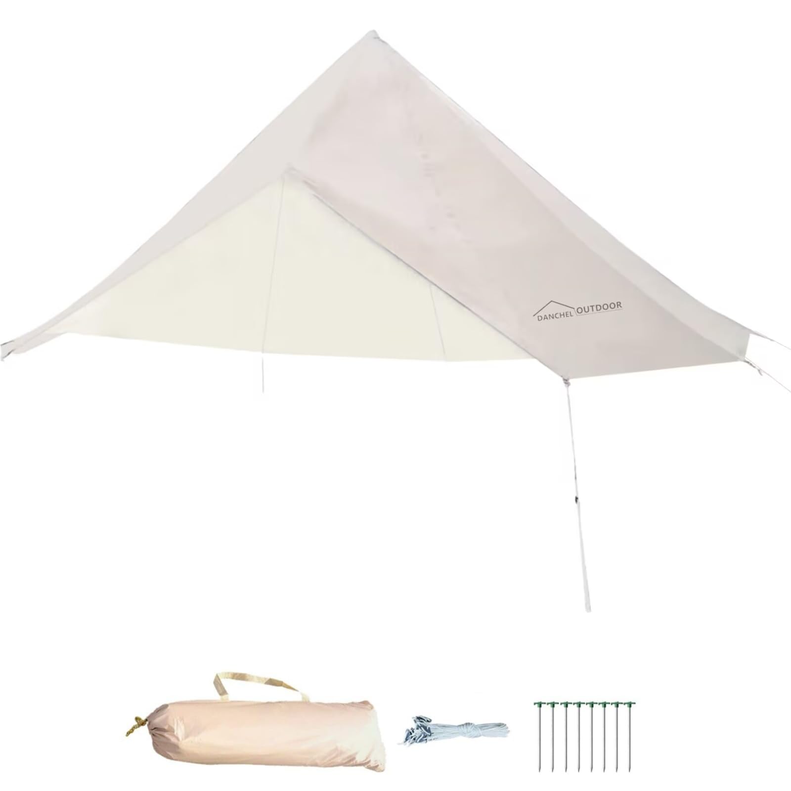 DANCHEL OUTDOOR Waterproof 4 Season Rain Fly for B5PRO Canvas Tent, Bell Tent Rain Cover Protector with/without Stove Jack, Lightweight Oxford Nylon Yurt Tarp Camping Accessories Beige, 9.8/13/16.4/20ft - Perfect for Camping, Glamping, and Outdoor Adventures