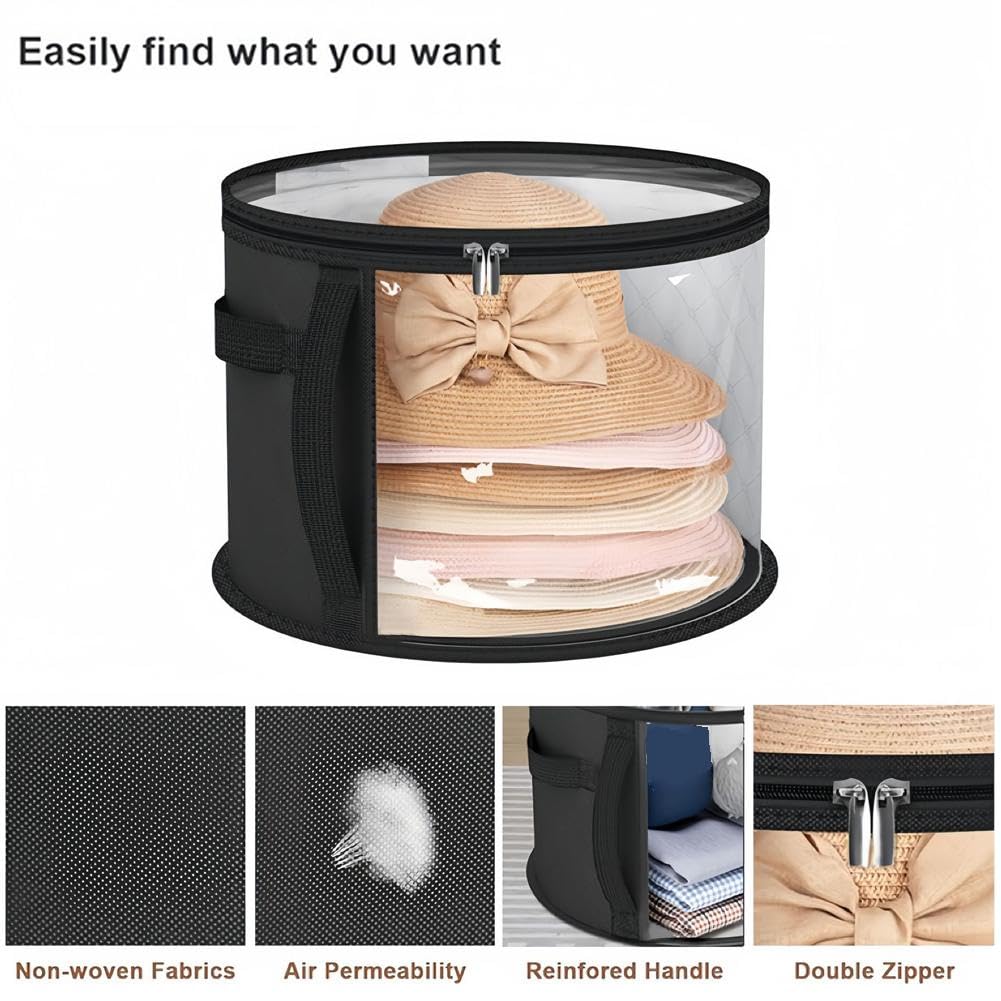 Oversized Clear Hat Storage Bag for Women & Men - Cowboy Hat Organizer for Closet - Wide Brim Hat Case with Carrying Handles - Collapsible Hat Box for Travel & Home Storage - Perfect for Cowboy Hats, Sun Hats & Caps