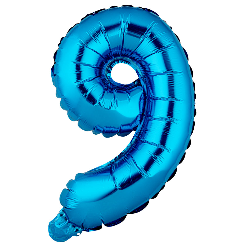 Balloonify Blue Mylar Number 9 Balloon - 16 Inch Large Foil Balloon for Birthday Party Decorations, Baby Showers & Anniversary Celebrations (1 Count)
