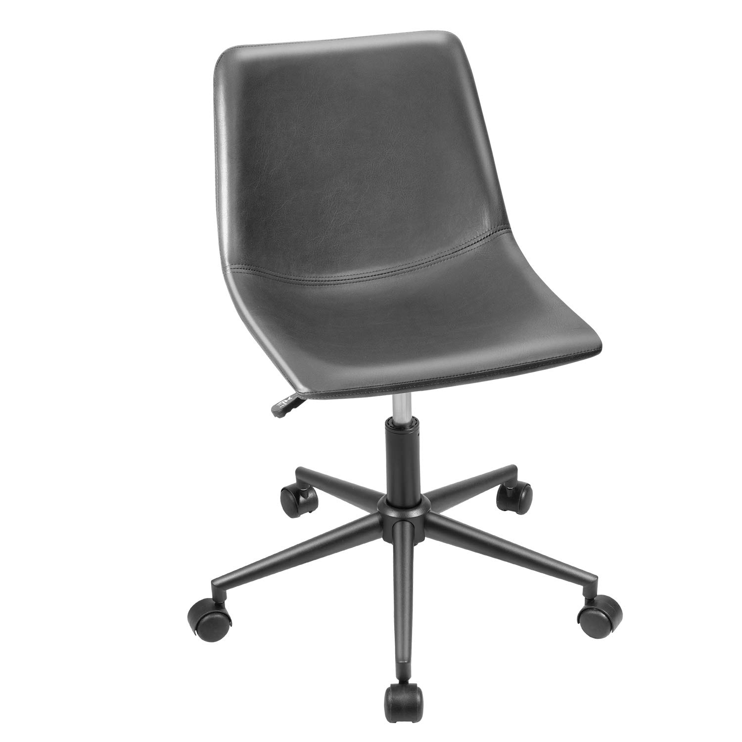 Furmax Mid Back Task Chair - PU Leather Adjustable Swivel Office Chair with Bucket Seat, Armless Computer Desk Chair for Home & Office, Modern Low Back Conference Chair (Gray) - Perfect for Workspaces, Study Rooms & Small Offices