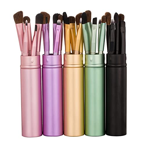 5Pcs Professional Eyeshadow Brush Set with Travel Case - Soft Synthetic Makeup Brushes for Blending, Concealing & Contouring - Perfect for Everyday Makeup & Travel Essentials