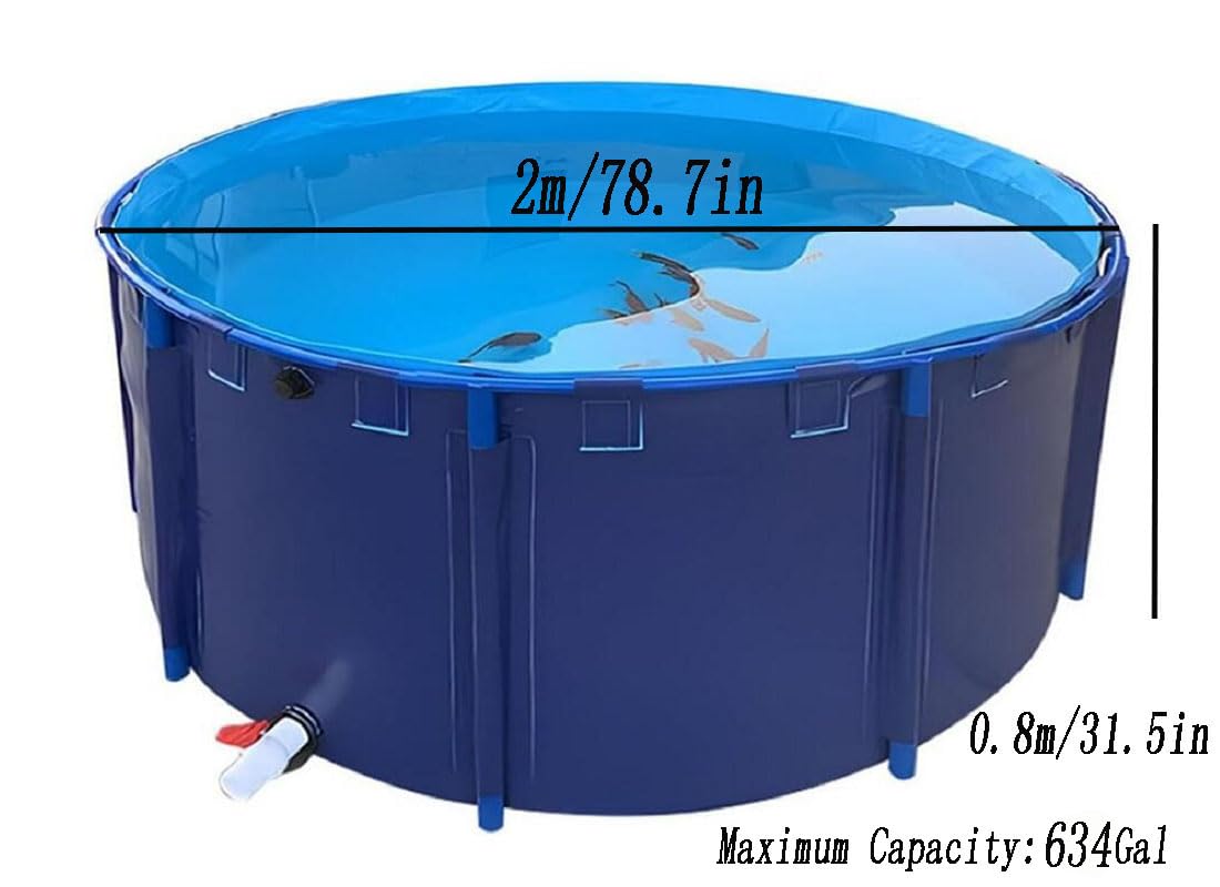 Durable Above Ground Fish Pond - 6.6ft x 2.6ft Collapsible PVC Canvas Pool for Koi Breeding & Fish Farming (634 Gallon Capacity) | Outdoor Water Storage Tank & Indoor Koi Pond for Backyard, Garden, or Patio Use