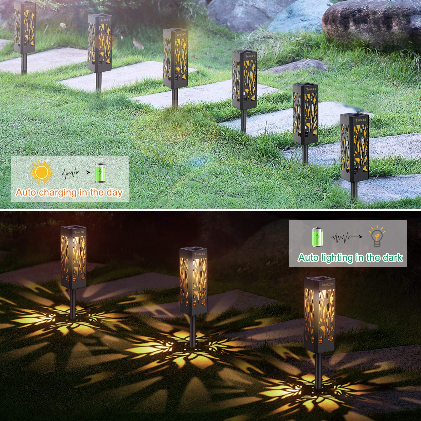 TomCare Solar Lights Outdoor - Upgraded Bright LED Solar Pathway Lights for Garden, Lawn, Patio, Yard, Walkway | Waterproof & Weather Resistant for All Seasons | Perfect for Landscape Lighting and Night Safety
