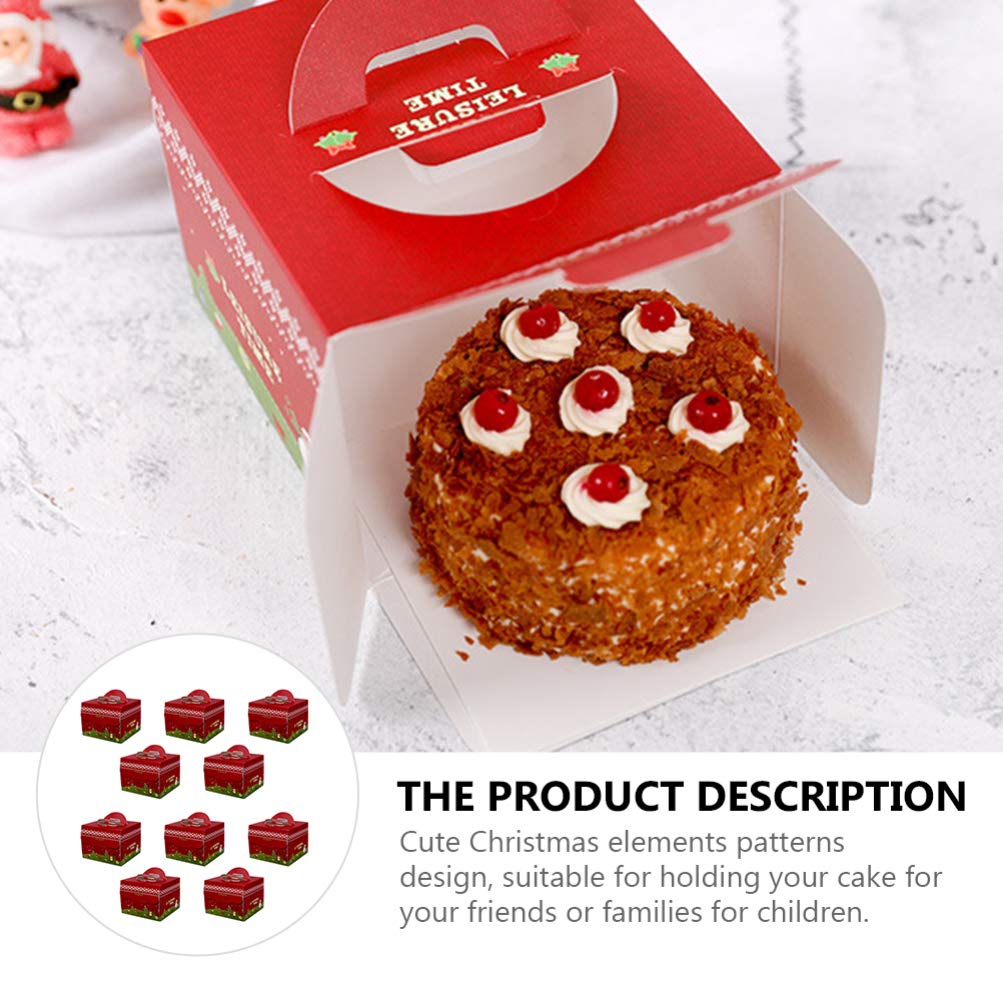 10Pcs Clear Christmas Cake Boxes with Lids - Clamshell Cake Stand Containers for Desserts, Treats & Pastries | Perfect for Holiday Baking, Party Favors & Takeout Treats