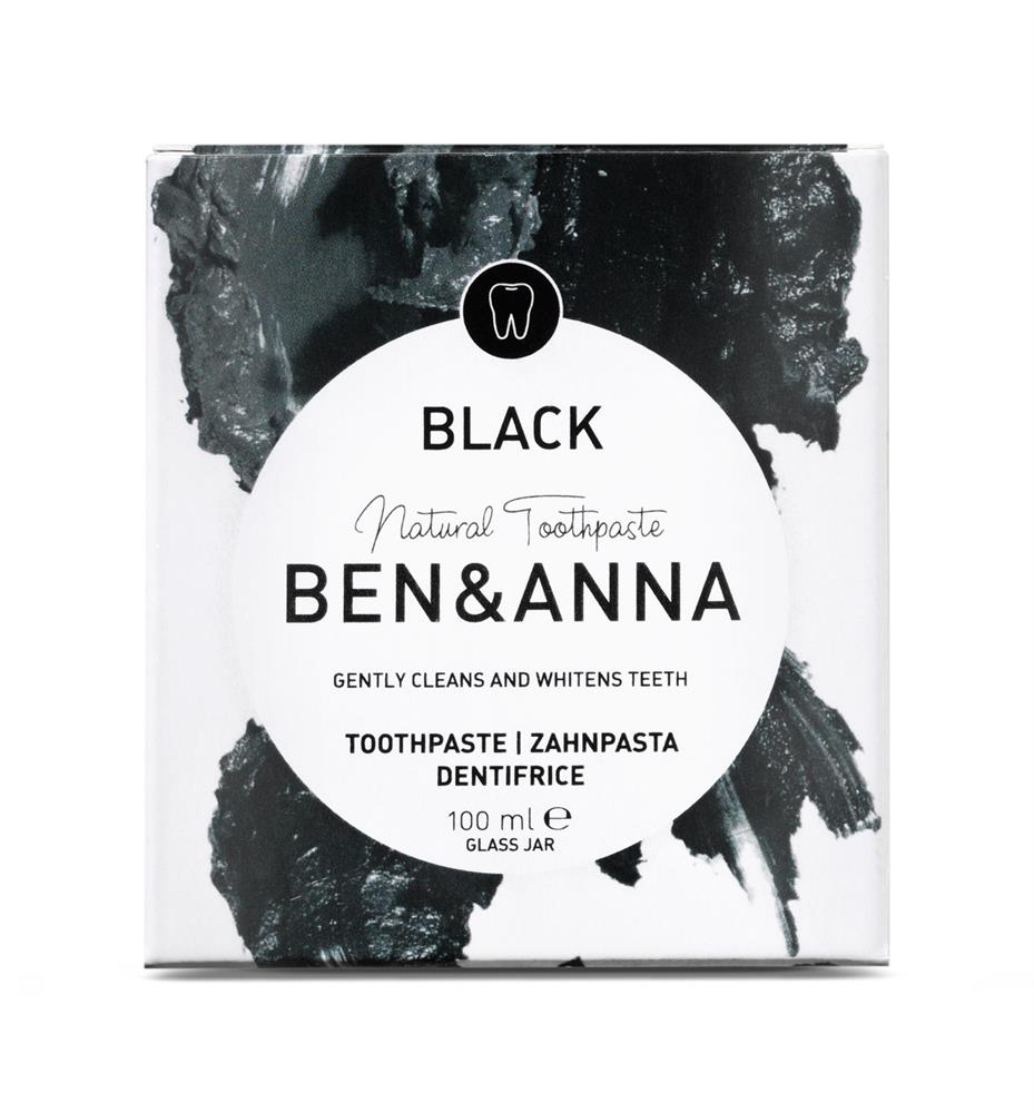 Ben & Anna Natural Charcoal Toothpaste - 100ml for Teeth Whitening & Fresh Breath - Eco-Friendly & Vegan Oral Care for Daily Use at Home or Travel