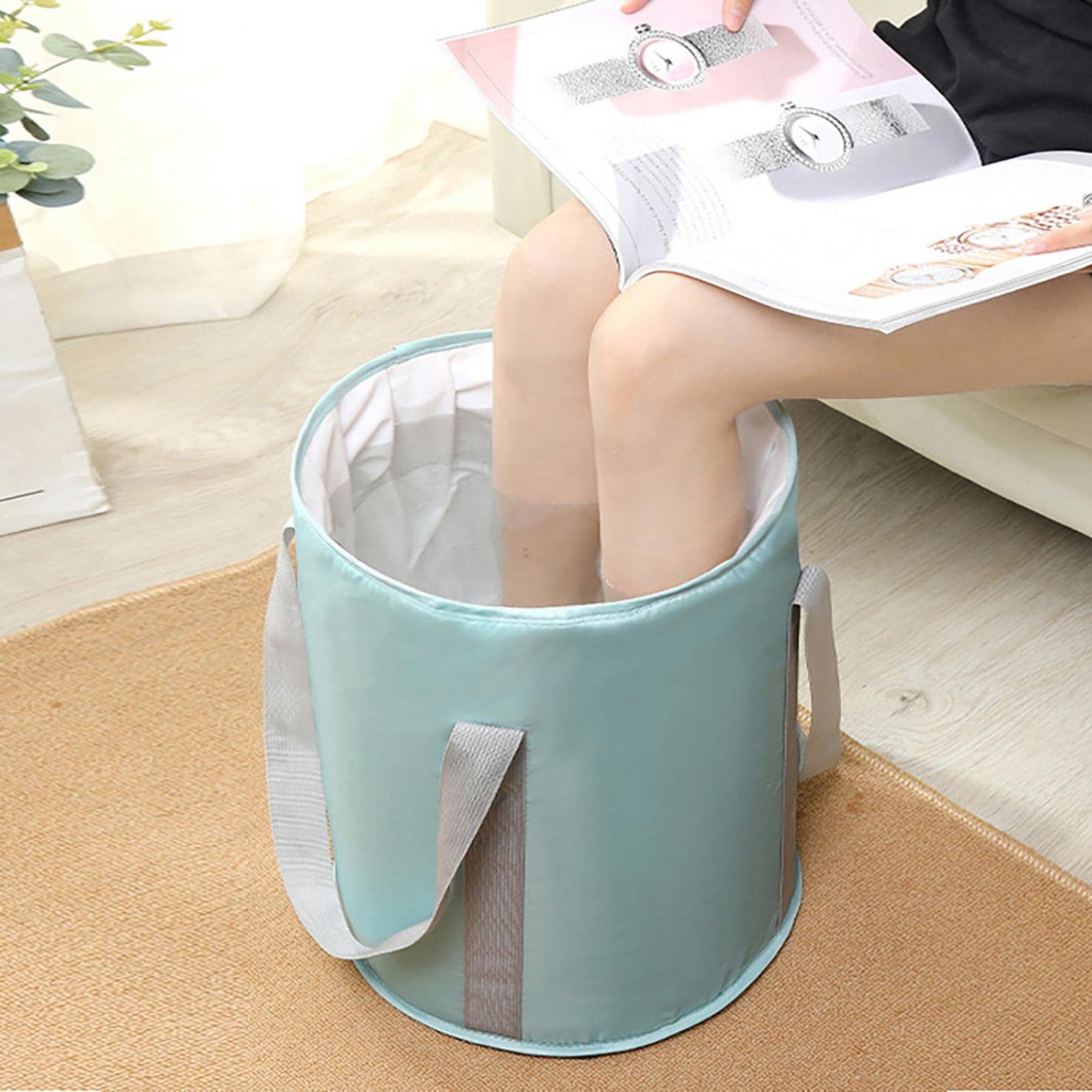 Portable Insulated Foot Soaking Bag - 21L Foldable Travel Foot Bath Basin with Heat Retention, Washable Foot Soaking Bucket for Spa, Relaxation & Post-Workout Recovery - Perfect for Home, Travel & Gym Use