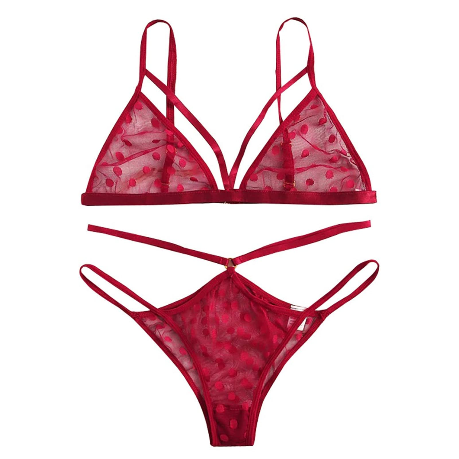 **Exotic Lace Lingerie Set for Women - Bralette & Panty 2-Piece Babydoll Sleepwear (Red, XL) - Perfect for Valentine's Day, Bridal Shower & Romantic Nights**