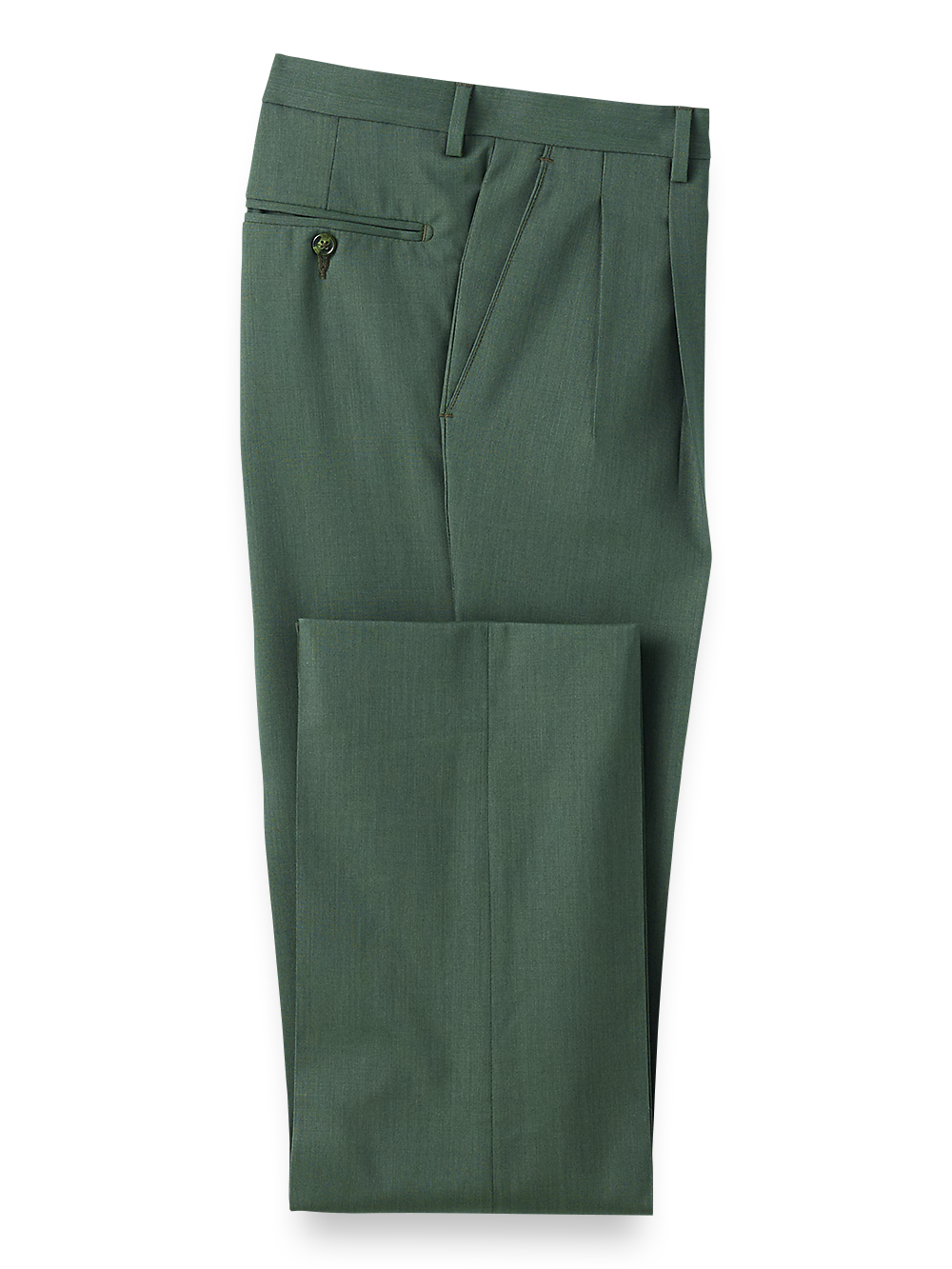 Men's Tropical Weight Wool Pleated Pants - Lightweight Green Dress Pants for Business & Travel | Office Wear & Formal Occasions