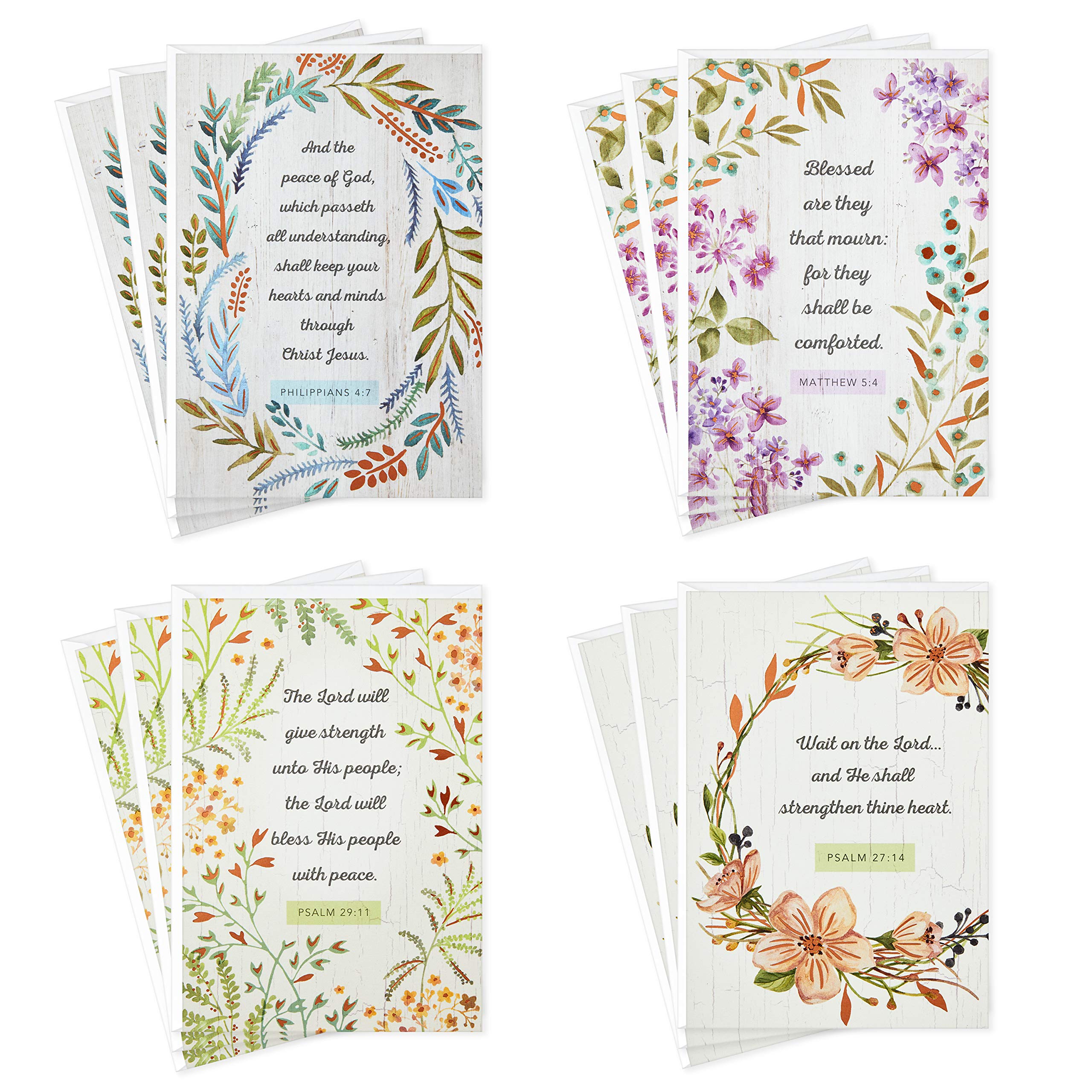 DaySpring Religious Sympathy Cards with Floral Wreaths - 12 Assorted Greeting Cards with Envelopes - Perfect for Funeral, Memorial Services & Comforting Loved Ones