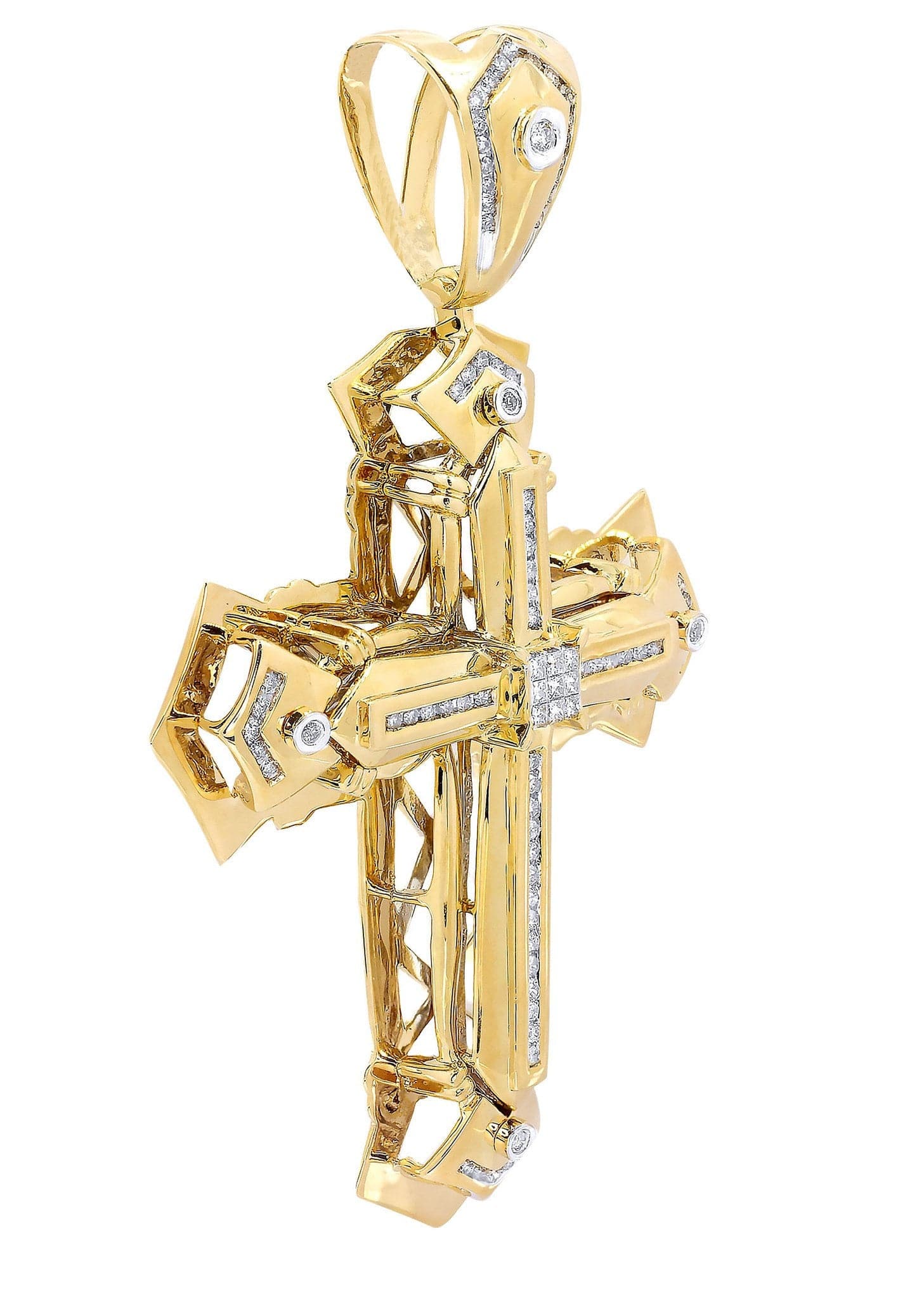 1.03 Carat Diamond Cross Pendant Necklace - 28.1 Grams Sterling Silver Jewelry for Women - Perfect for Church, Weddings & Special Occasions