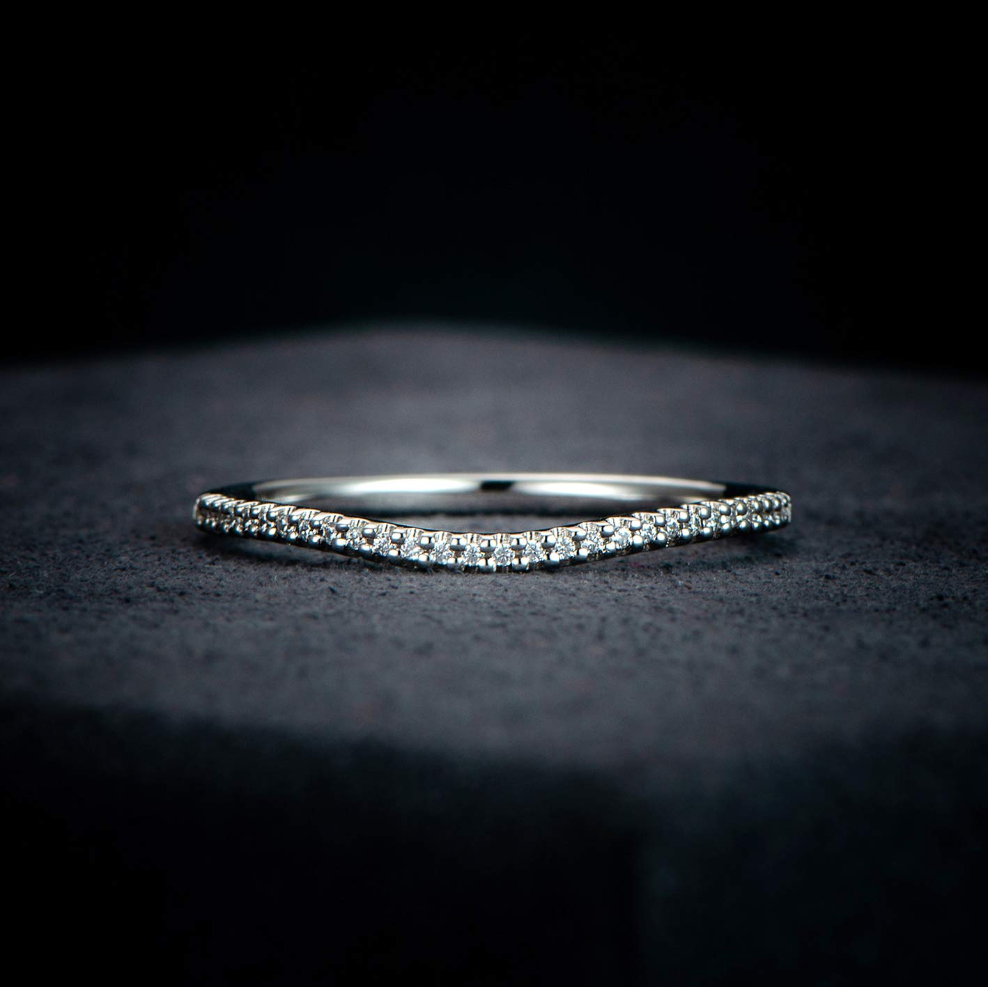 14K Gold Moissanite Wedding Band for Women - 1.5mm V-Shape Chevron Curved Eternity Ring | Elegant Bridal Jewelry, Anniversary Gift & Everyday Luxury Accessory for Special Occasions