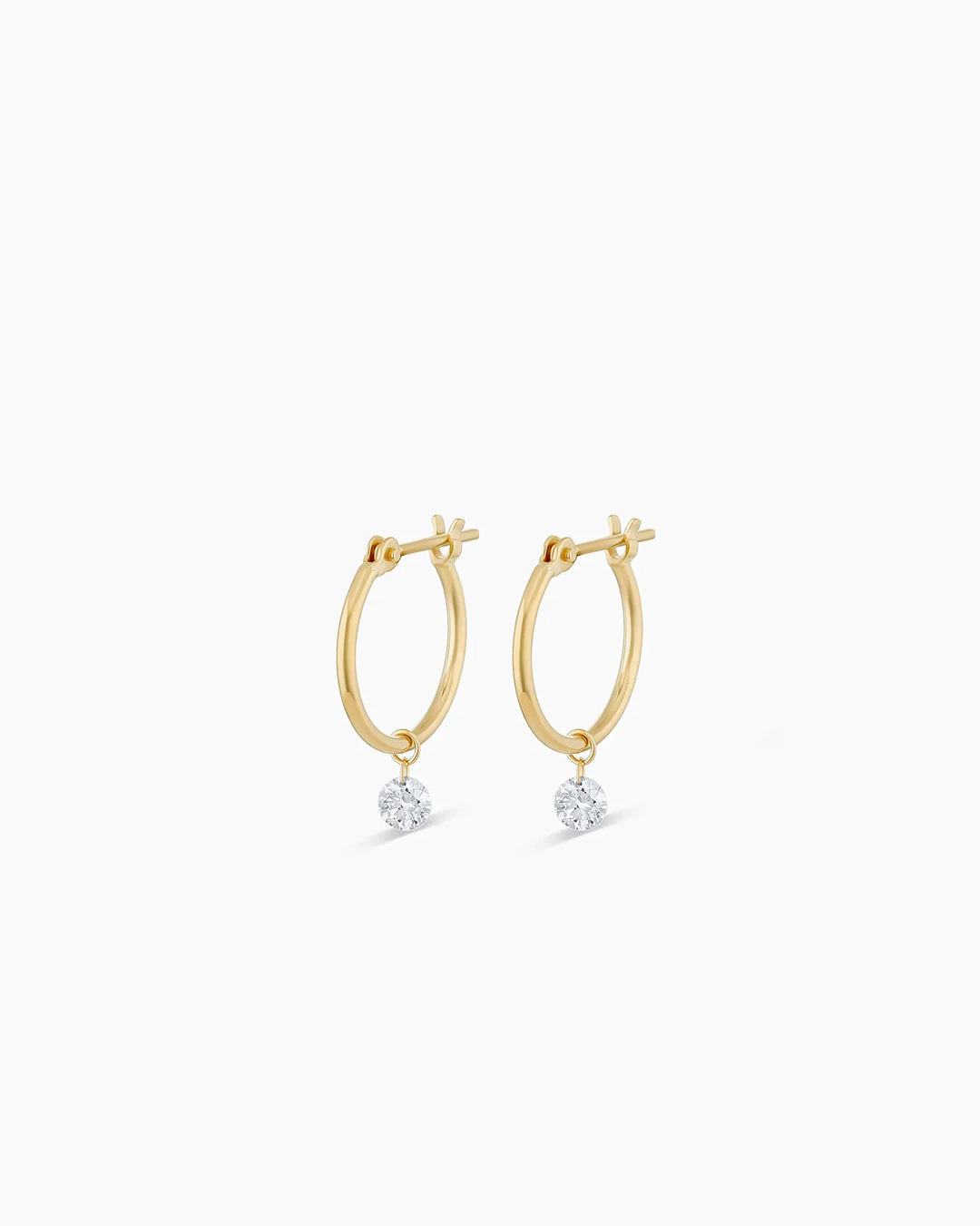 Floating Diamond Huggie Earrings for Women - Dainty Gold Hoop Earrings with CZ Stones - Perfect for Everyday Wear, Parties & Special Occasions