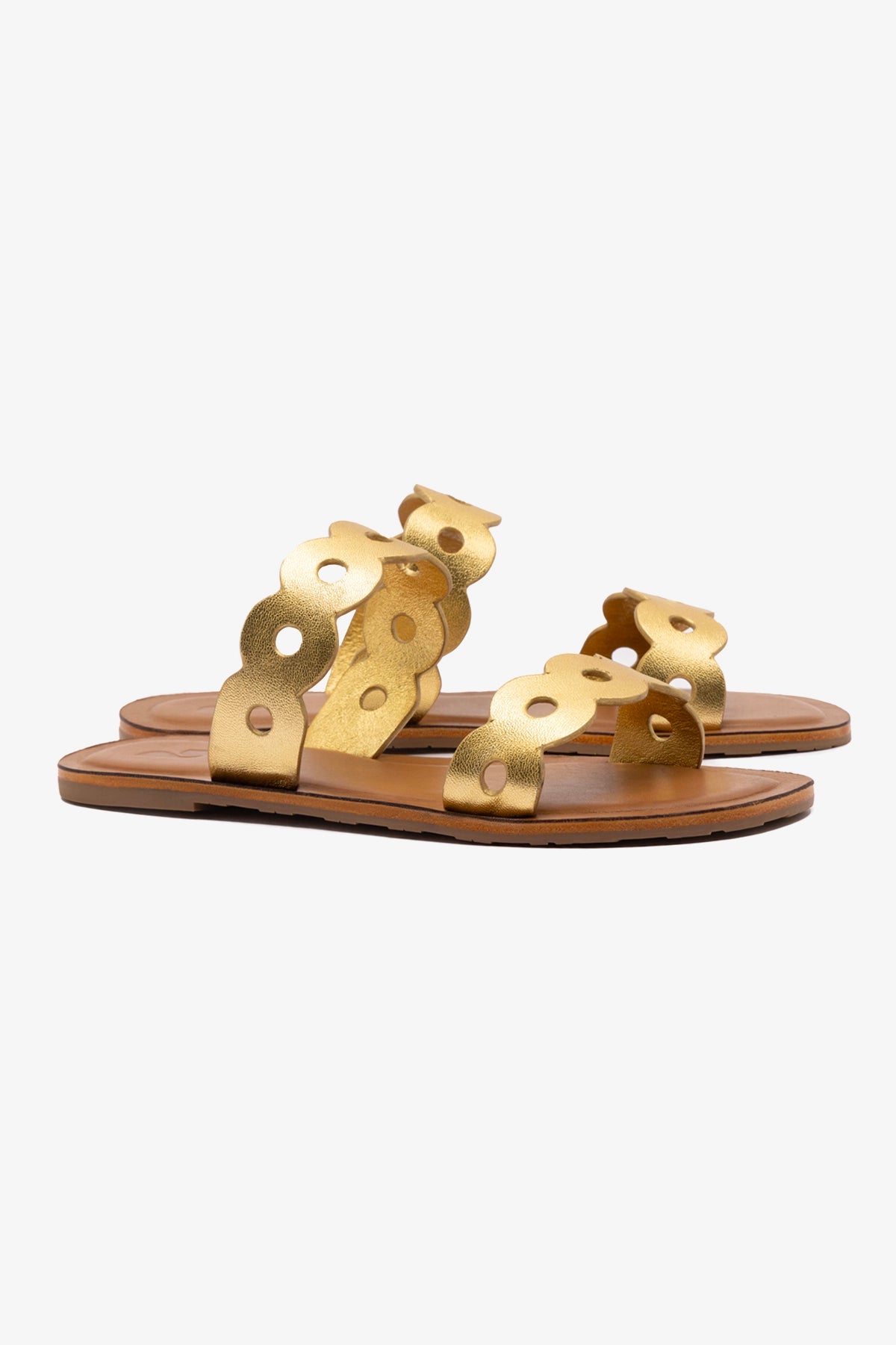 Florence Flat Mule Shoes - Gold Metallic Leather Slip-On Loafers for Women | Comfortable Casual & Office Wear | Perfect for Spring/Summer Outfits, Date Nights and Work Commute