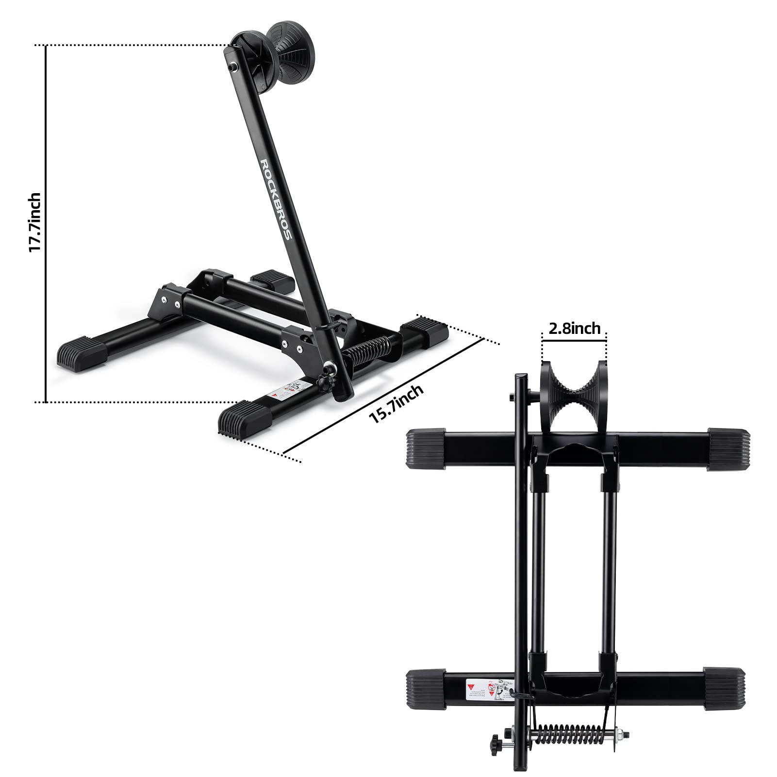 ROCKBROS Heavy Duty Bike Stand - Stable Floor Bike Storage Rack for Mountain & Road Bikes - Indoor/Outdoor Bicycle Parking Stand - Perfect for Garage, Shed, or Patio Organization