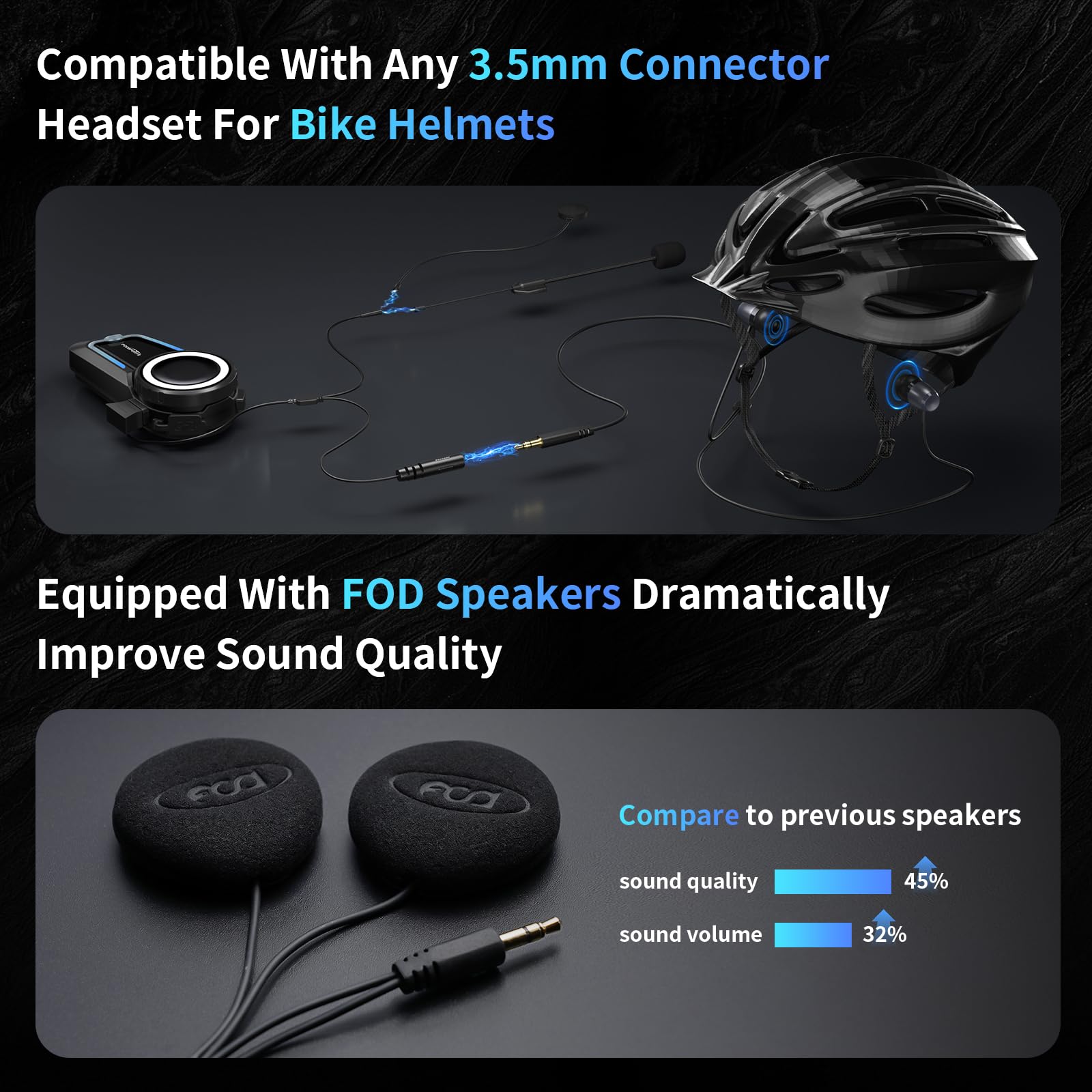 Fodsports FX7 10 Riders Motorcycle Bluetooth Headset - Dual Chip Helmet Communication System with Audio Multitasking, Music Sharing & Noise Cancellation (CVC/ENC) - FM Radio - Ideal for Group Riding, Touring & Adventure Motorcycles - 1 Pack