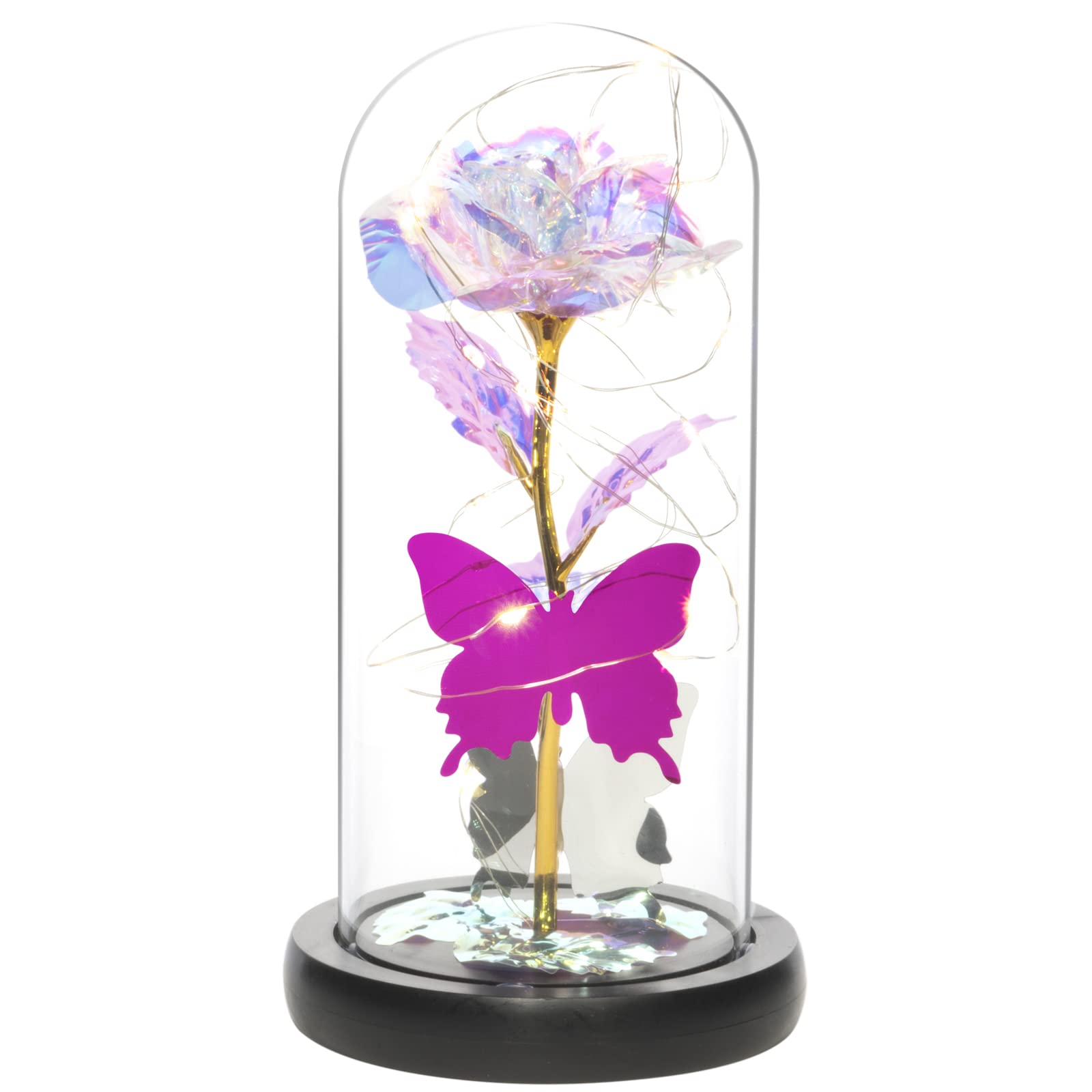 Tongtai Mother's Day Rose Flower Gift for Mom - LED Light Up Rose in Glass Dome - Birthday, Anniversary, Wedding Gift for Women - Perfect for Home Decor, Romantic Surprise, and Special Occasions