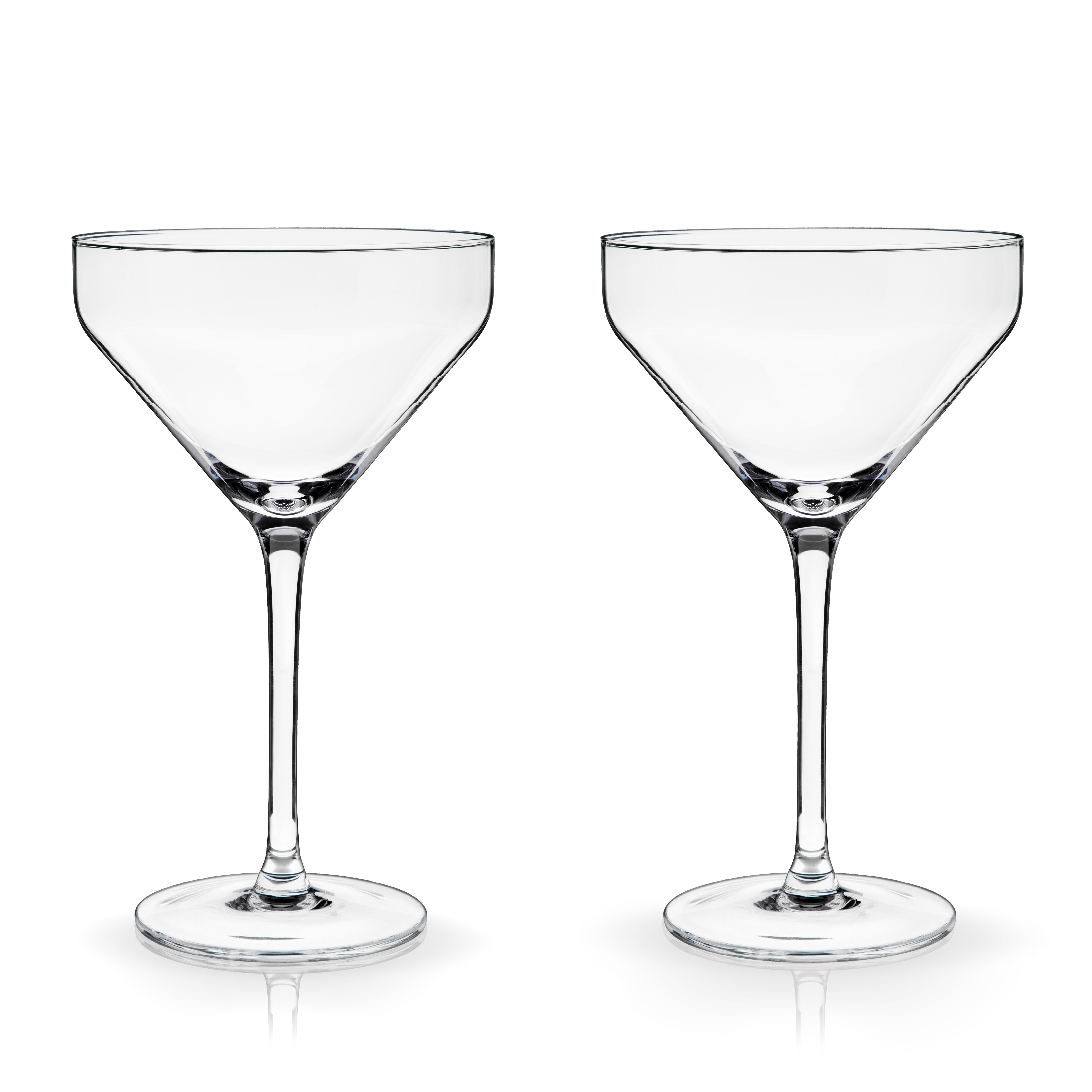 Raye Angled Crystal Martini Glasses Set of 2 - Elegant Cocktail Glasses for Martini, Margarita & Champagne - Perfect for Parties, Weddings & Home Bar Decor