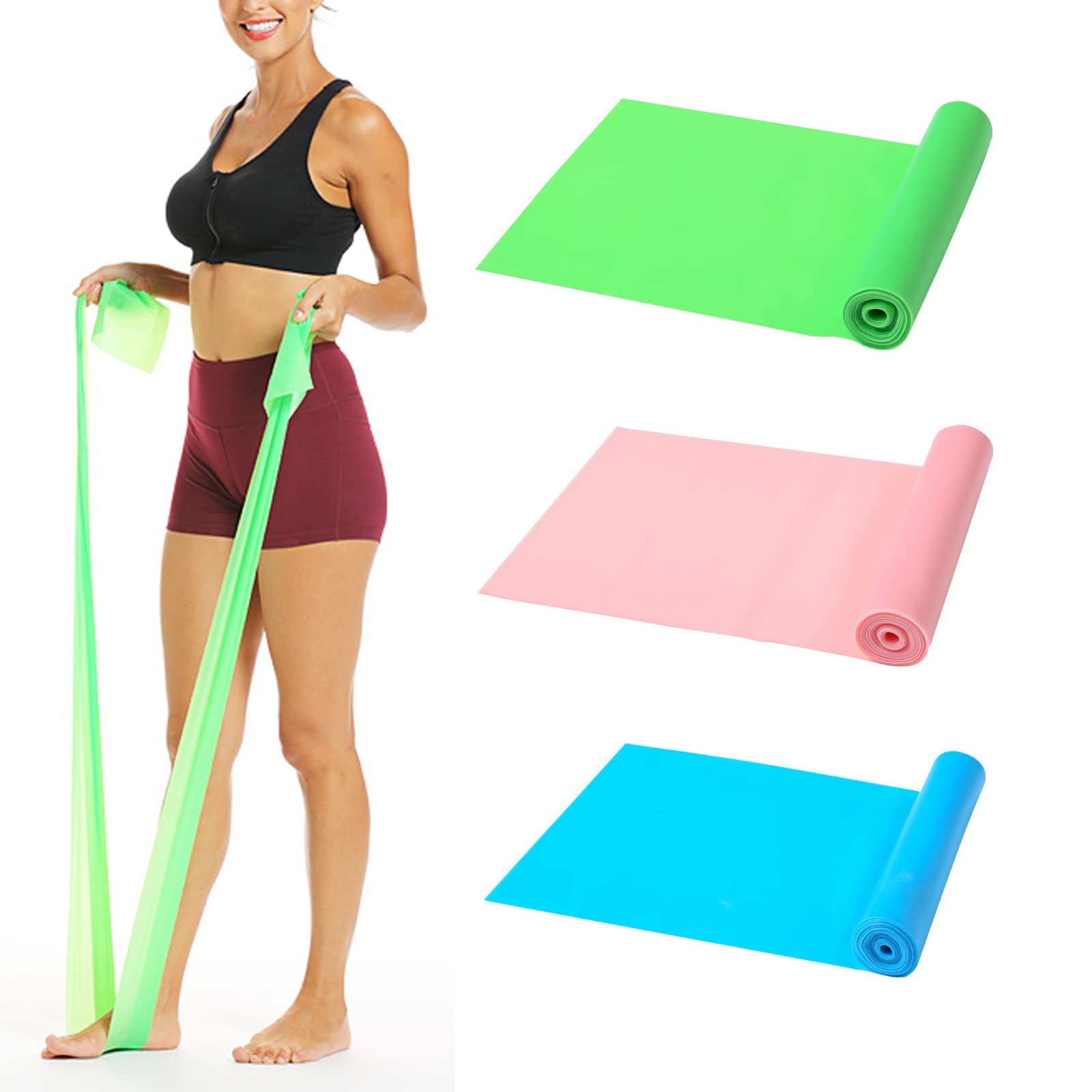 Aiyuda 3-Pack Resistance Bands Set - 5ft Long Elastic Exercise Bands for Strength Training, Yoga, Pilates, Physical Therapy & Home Workouts - Perfect for Gym, Rehab & Fitness Enthusiasts