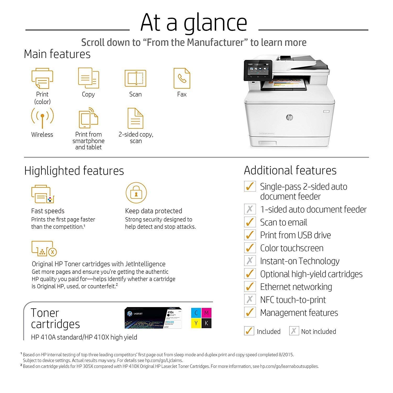 HP Laserjet Pro M477fnw Wireless Color Laser Printer - All-in-One with Copy, Scan, Fax | Built-in Ethernet & Mobile Printing | Refurbished (CF377A) | Perfect for Home Office & Small Business Productivity