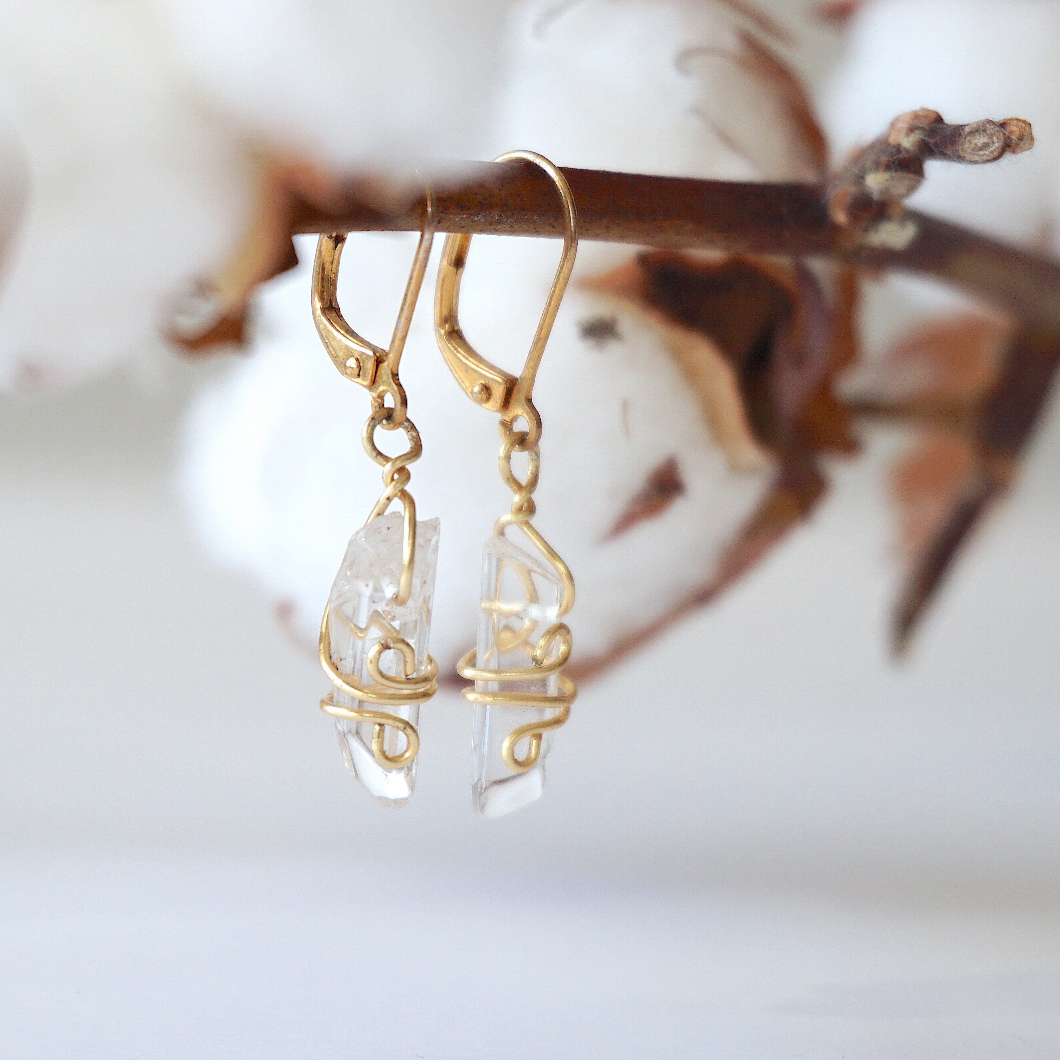 Clear Quartz Lever Back Earrings - Gold Plated Crystal Stud Earrings for Women | Elegant Jewelry for Parties, Weddings & Everyday Wear