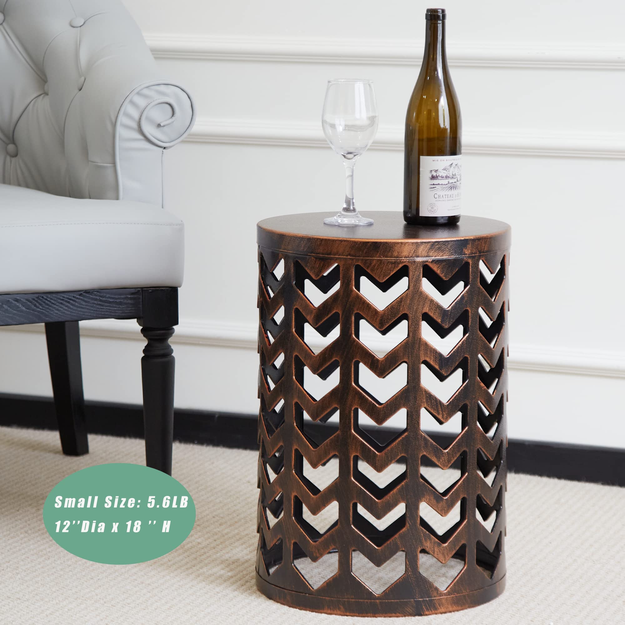 Y&M 3-Piece Nesting Side Table Set - Modern Industrial Stacking Coffee Tables for Living Room, End Tables & Outdoor Garden Stool - Heavy Duty Black with Bronze Finish (Perfect for Small Spaces, Patio Decor & Apartment Living) - Ships from USA
