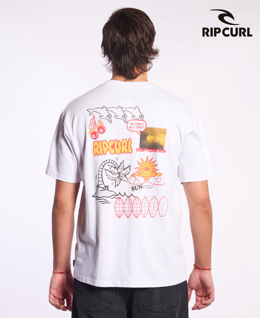 Rip Curl Over Sun Buzzed T-Shirt for Men - Quick-Dry Surfing Shirt with UPF Protection - Perfect for Beach, Surfing & Summer Outdoor Activities