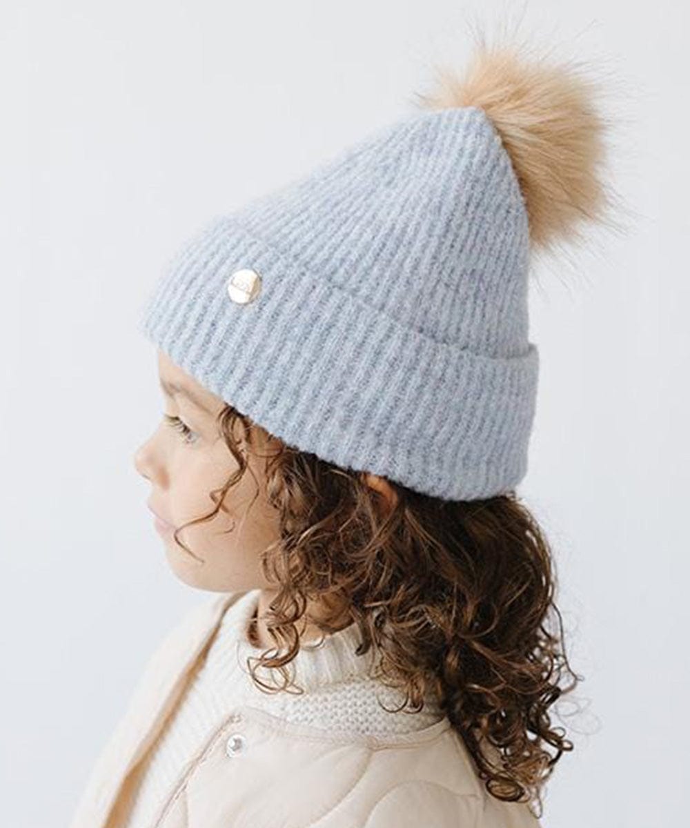 Milo Kids Pom Beanie - Soft Winter Hat for Boys & Girls - Warm Knit Beanie with Faux Fur Pom Pom - Perfect for Snow Play, Outdoor Activities & Cold Weather Fashion