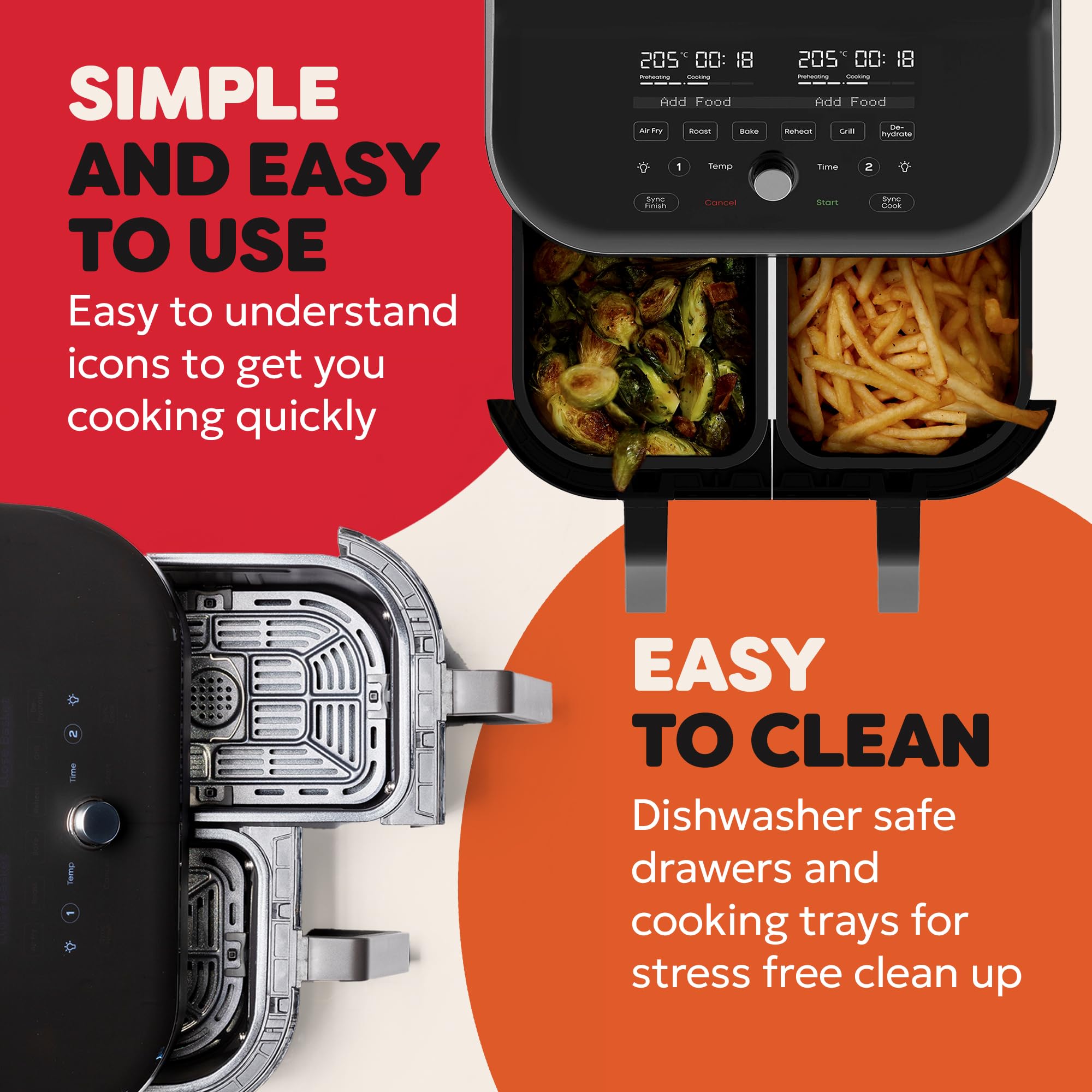 Instant Pot Vortex Plus 7.4L Dual Basket Air Fryer - Large Family Size with Clear Window - Air Fry, Dehydrate, Grill, Bake, Roast & Reheat - Non-Stick & Dishwasher Safe for Easy Cleaning - Perfect for Family Dinners, Meal Prep & Healthy Cooking